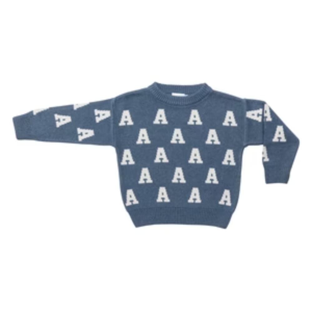 Alpha Jumper - Denim Marl; Letter: Ivory