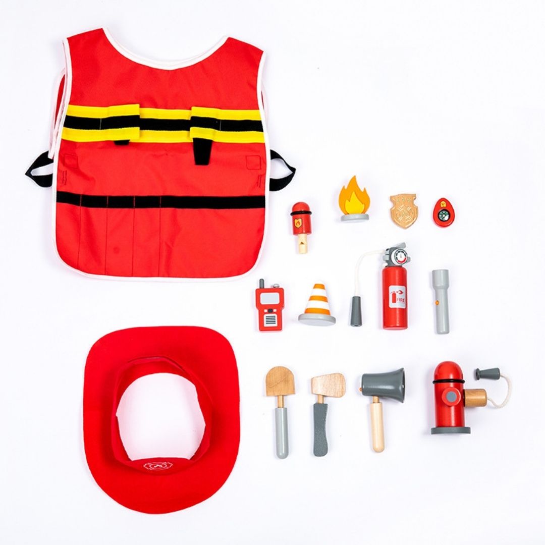 Firefighter Pretend Play Set with Fireman Costume Kit (14 Pcs)