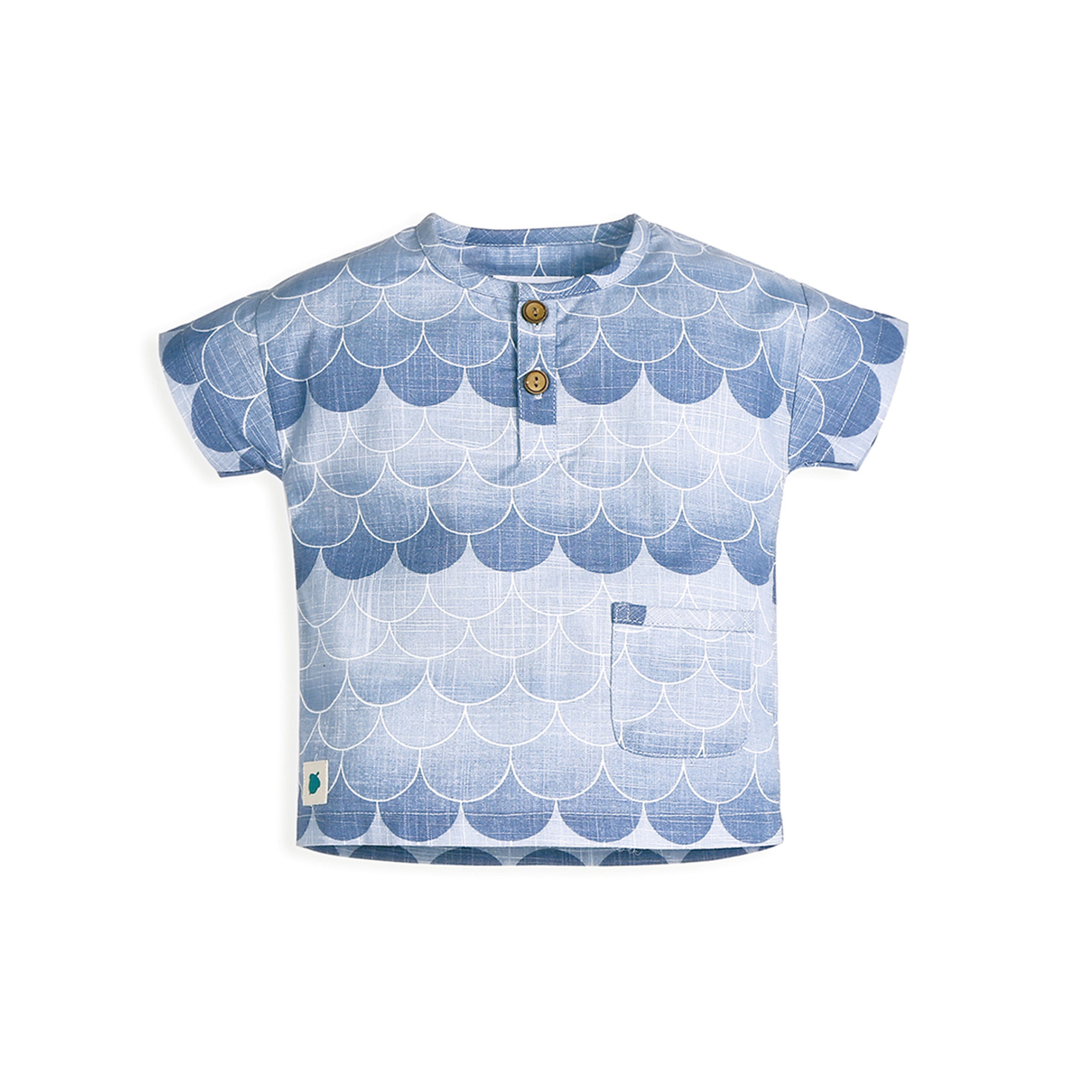 My Milestones 100% Cotton Mason Drop Shoulder Shirt with Double Cloth Shorts - Blue & White