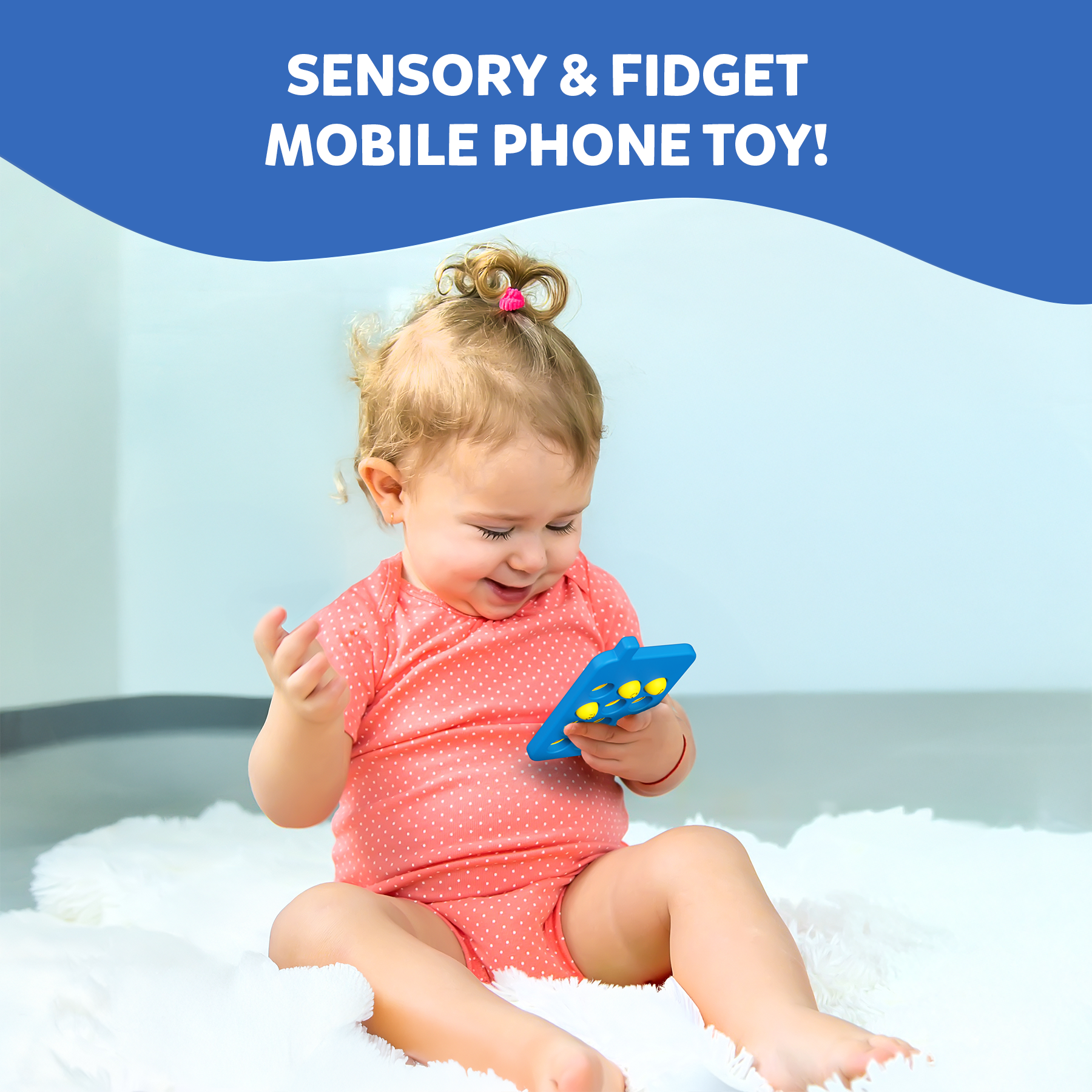 Skillmatics Push & Pop Mobile Phone for Kids - Pretend Play, Sensory & Fidget Toy, Food-Grade Silicone, Waterproof, Travel-Friendly, Child-Safe, Fine Motor Skills, Gifts for Infants 9-24 Months