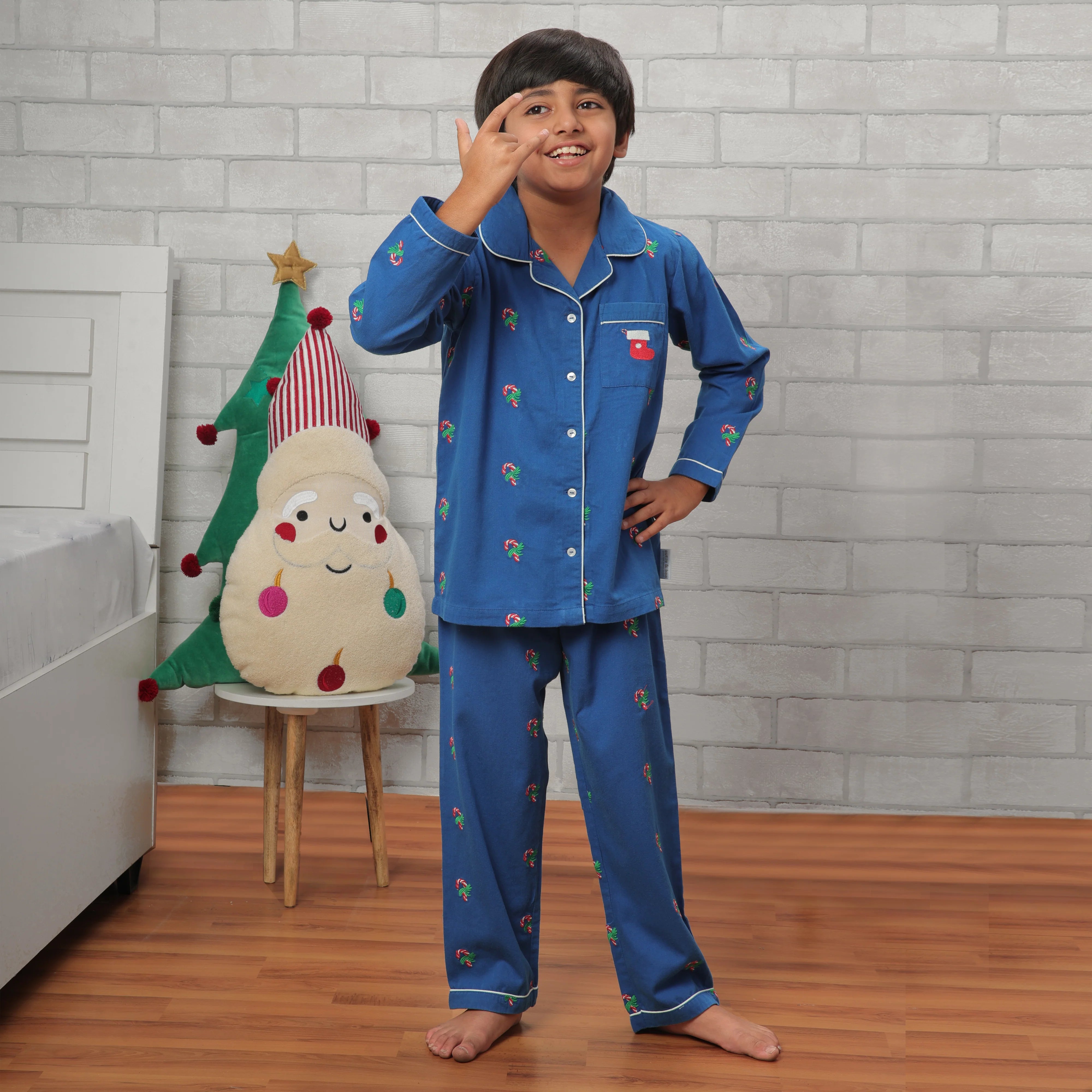 Embroidered Candy Cane NightSuit