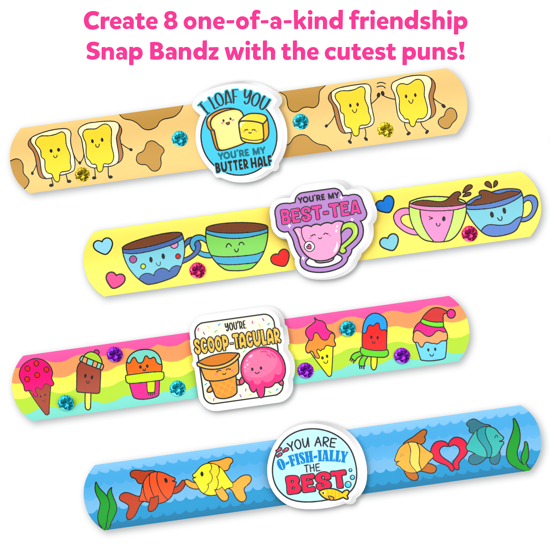 Skillmatics Craft Activity - Snap Bandz, Friendship Bands, DIY Art & Craft Activity, Mess-Free, Creative Kit, 8 Bands (8.6"), Gifts for Girls & Boys Ages 4, 5, 6, 7, 8, 9, 10