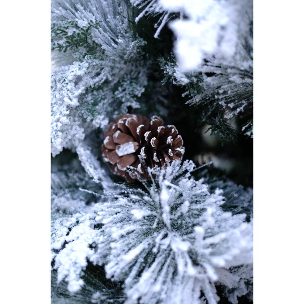 SWEN 8 Feet TRUE STAR Christmas Tree With Broad Pine Leaves, Frosting And Pine Cones