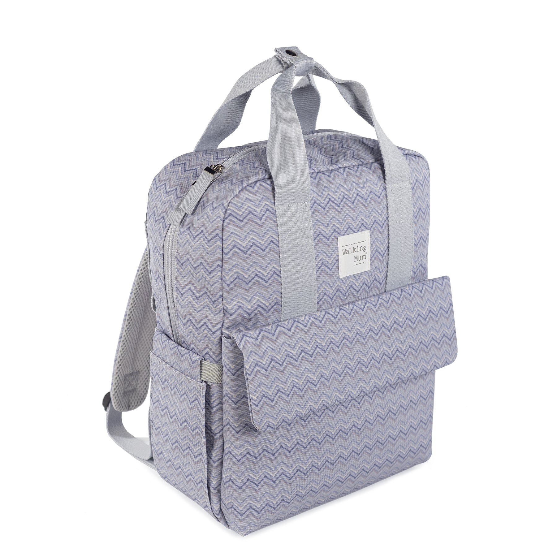 Walking Mum Zigzag Grey Backpack Diaper Changing Bag