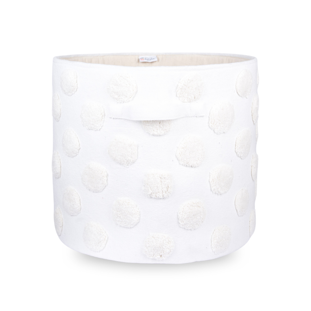 PomPom Extra-Large Round Beige Toy Storage Basket