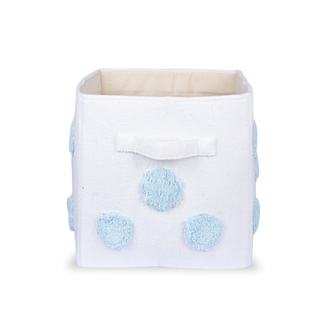 PomPom Medium Rectangular Blue Toy Storage Basket