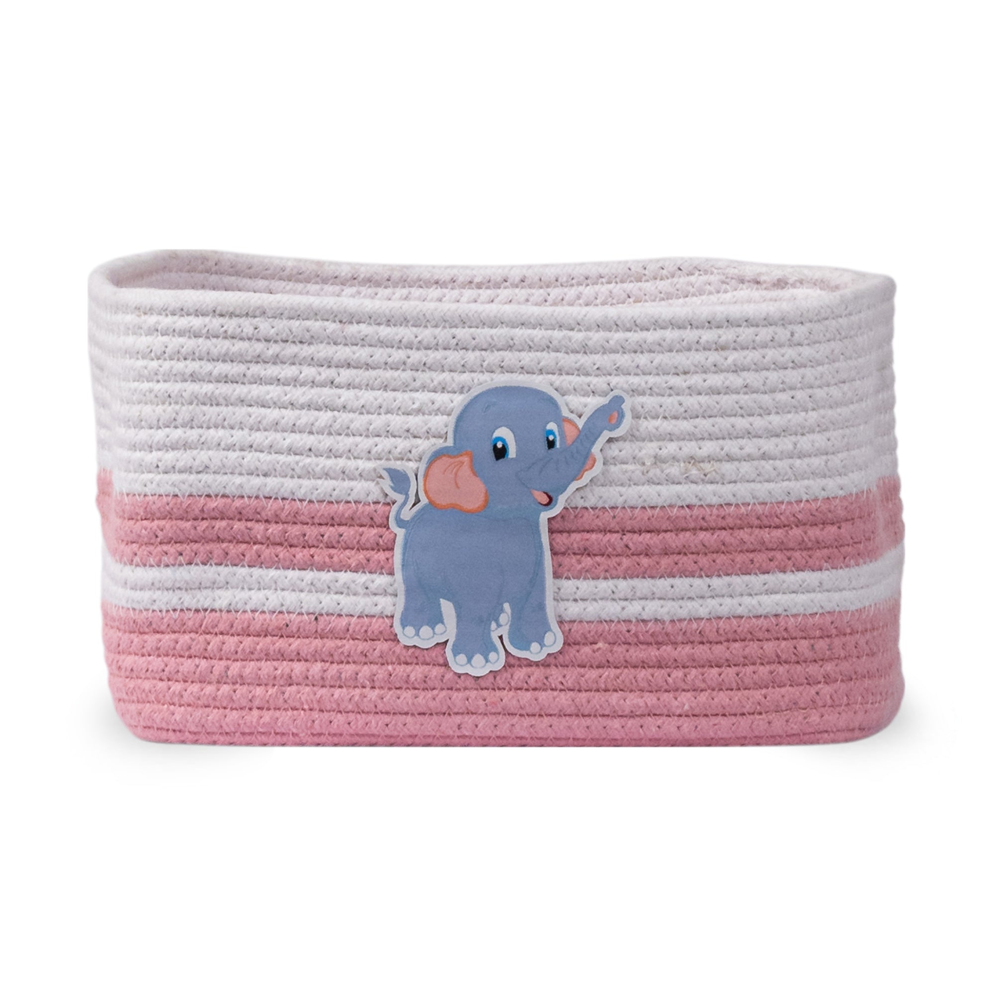 Cotton Rope Animal Kingdom Rectangular Pink Toy Storage Basket