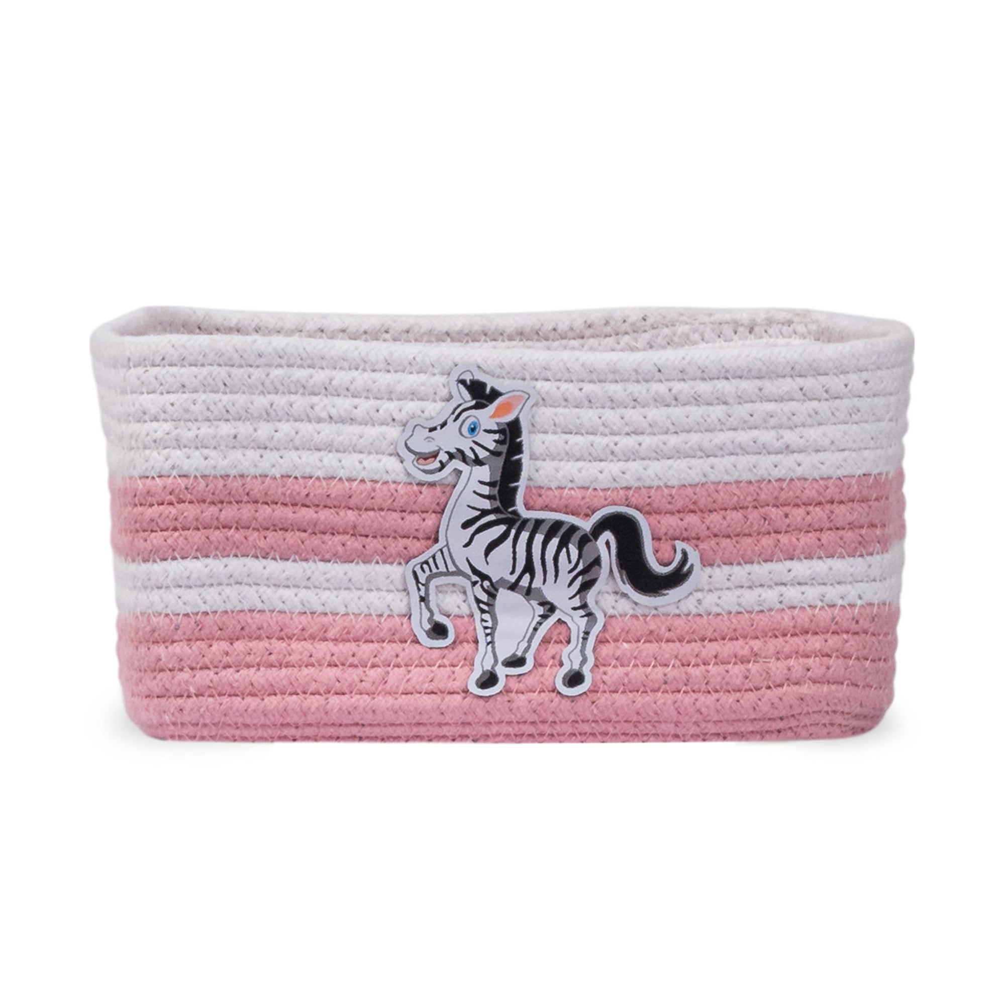 Cotton Rope Animal Kingdom Rectangular Pink Toy Storage Basket