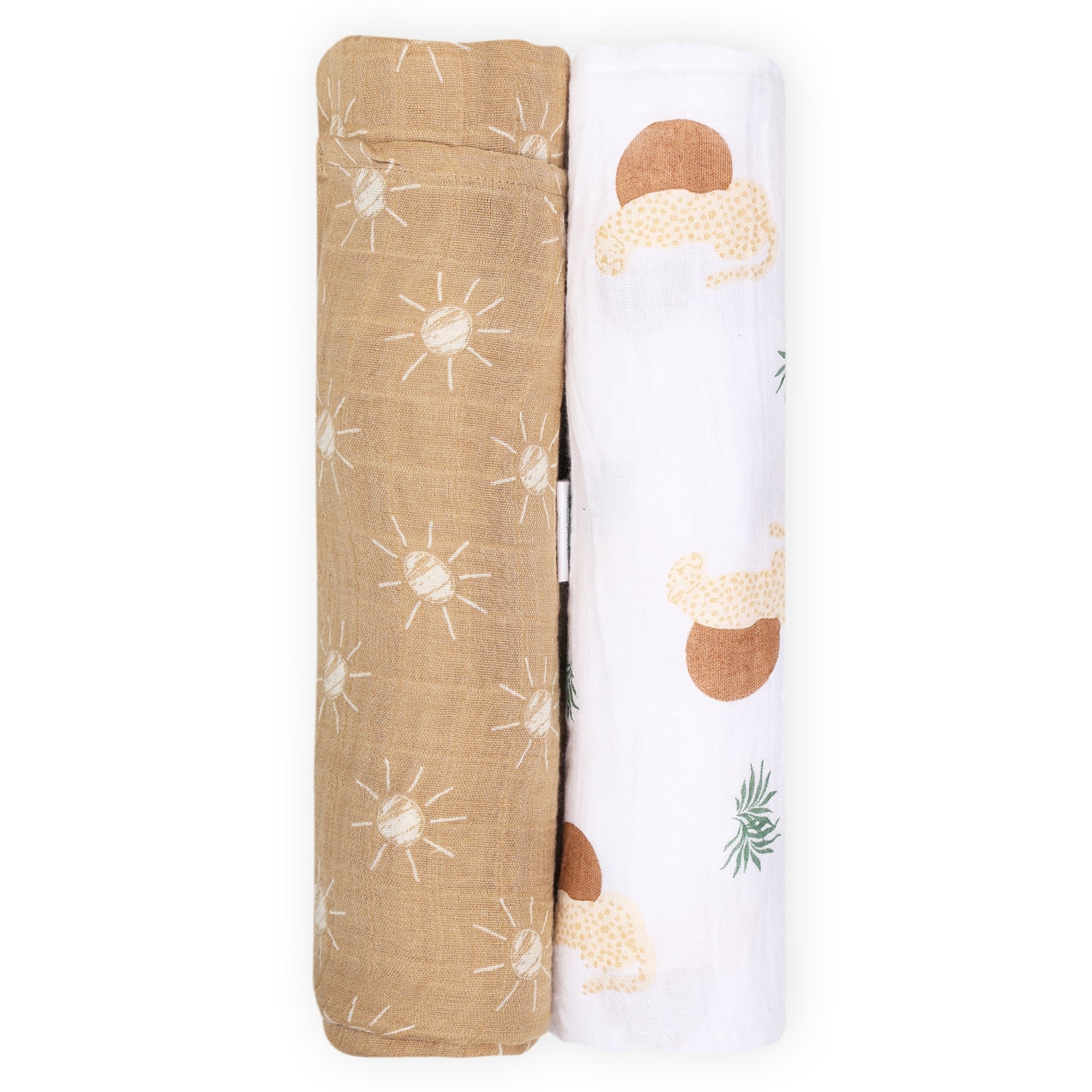 Theoni 100% Cotton Muslin Swaddle-Woody tiger (Set of-2)