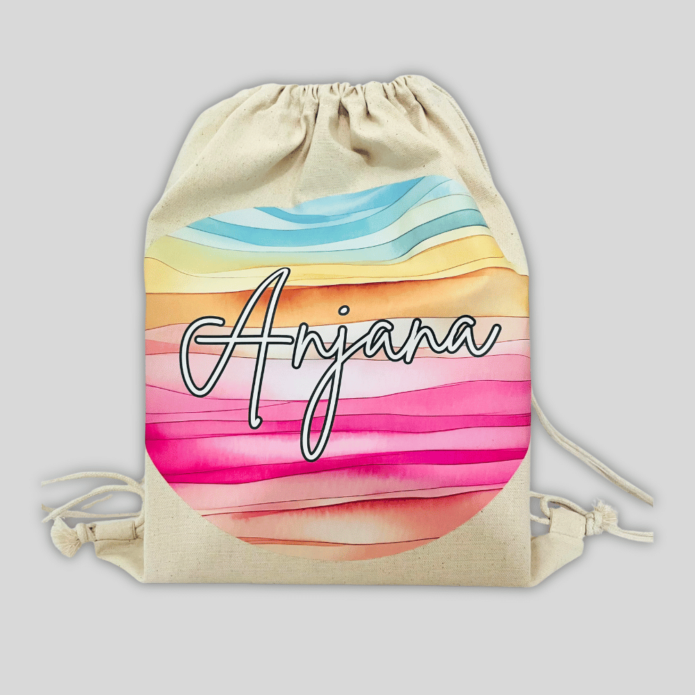 Colour Waves Drawstring Bag (Canvas)