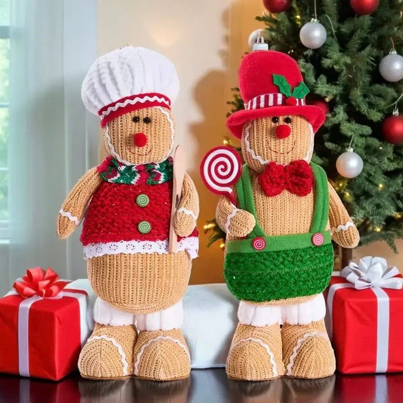 Handmade Knitted GingerBread Stuffed Figurine (Chef Frosting )