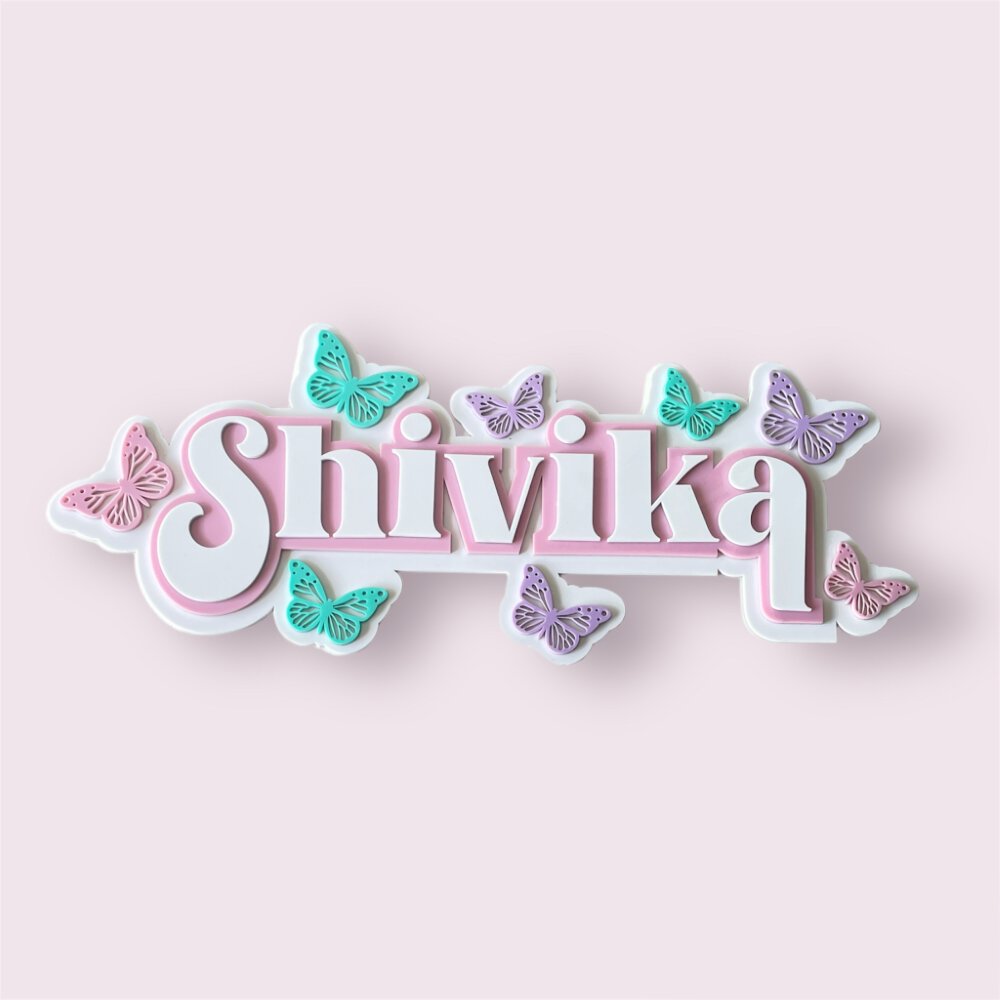 3 Layer Acrylic Name Plaque- Butterfly Magic