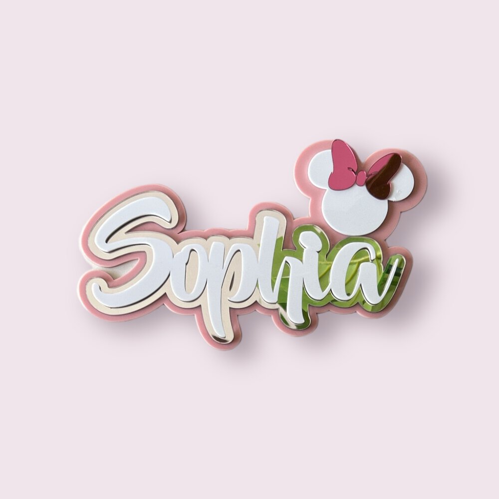 3 Layer Name Plaque- Silver White with Multiple Motif