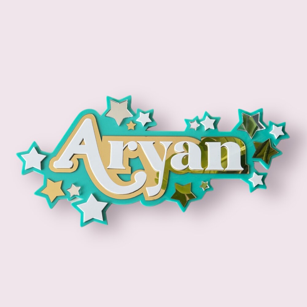 3 Layer Acrylic Name Plaque- Stars