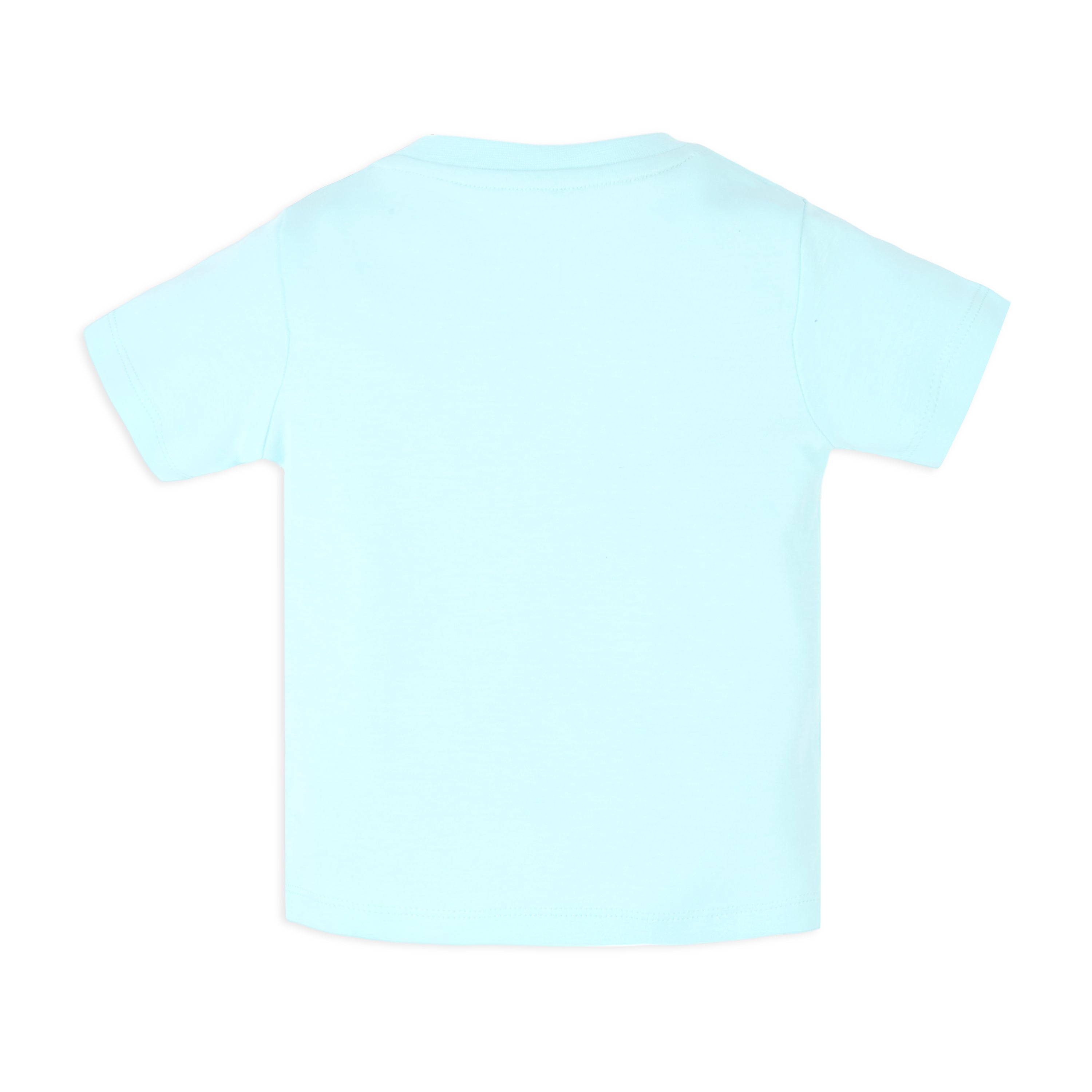Puff Print Baby Boy Round Neck Tee with Shorts - Aqua