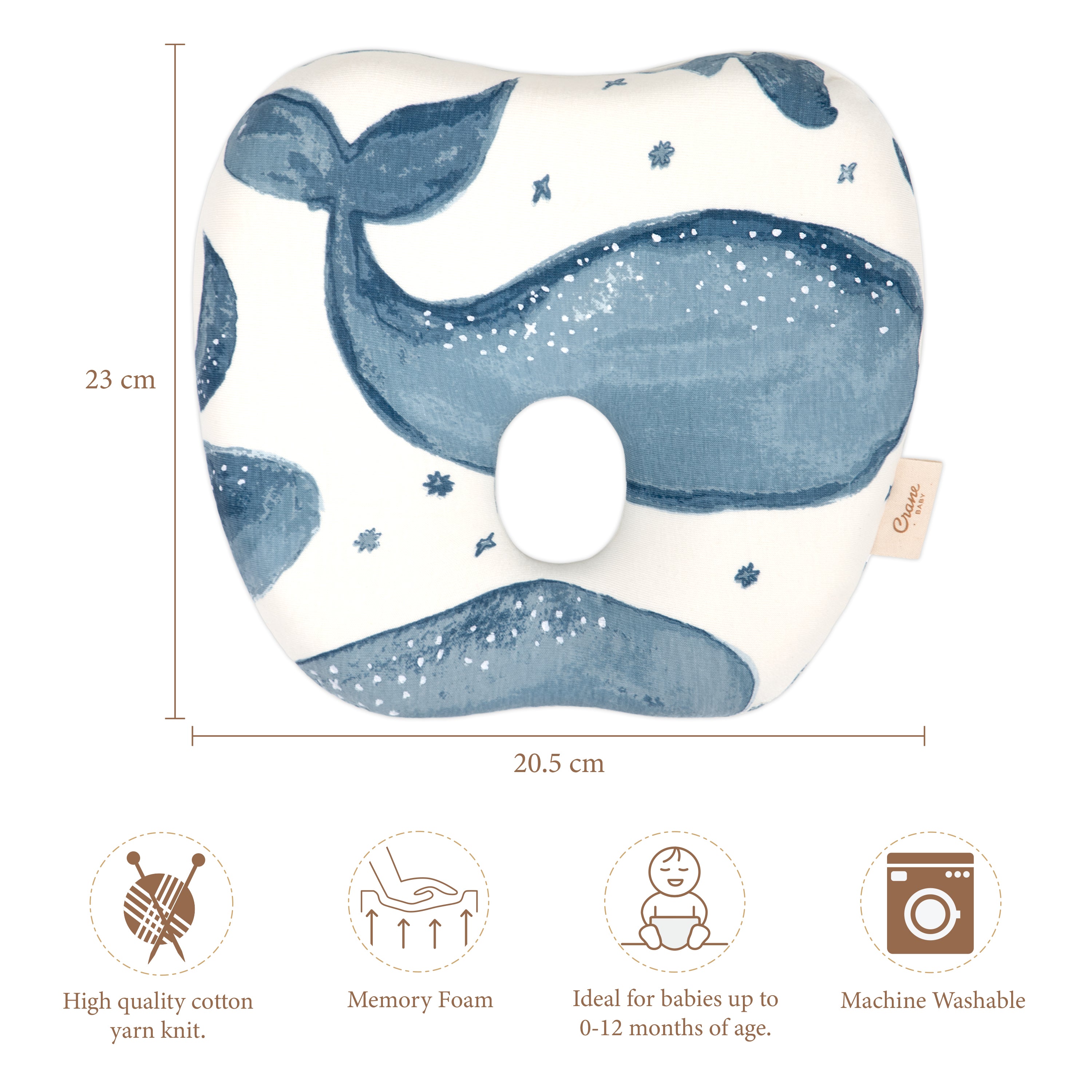 Crane Baby Memory Foam Pillow Caspian Collection - Blue