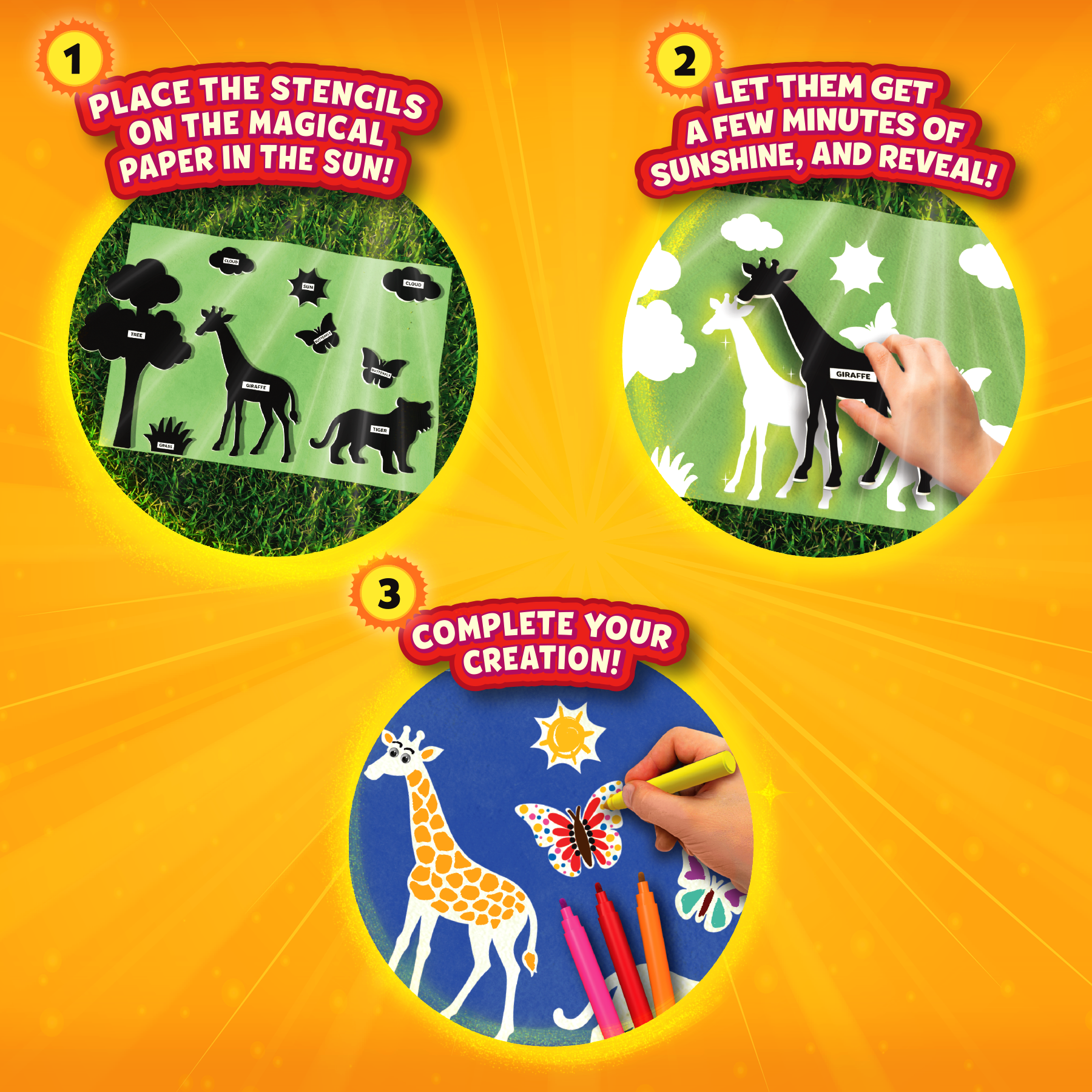 Skillmatics Sun Paper Art Kit - Animals, DIY Craft Kits & Supplies, STEM Toys, Mess-Free Creative Fun for Kids, Colouring, Painting, Gifts for Girls & Boys Ages 4, 5, 6, 7, 8, 9, 10, 11, 12