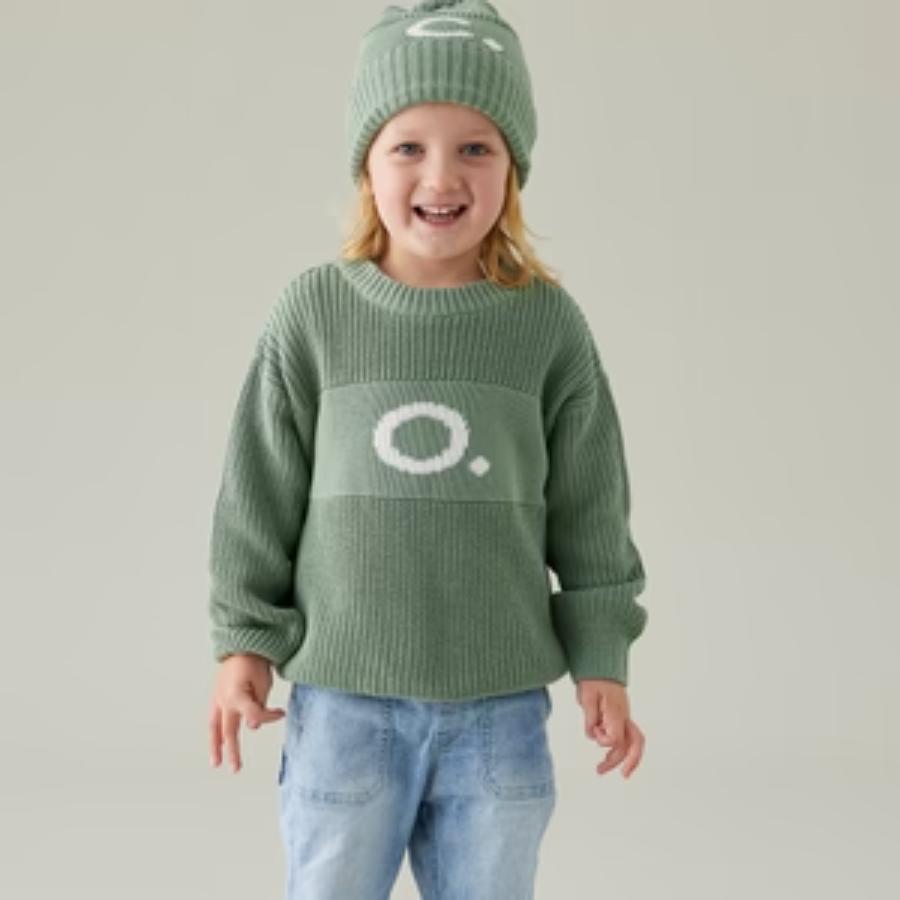 Letter Jumper - Lily Pad; Letter: Ivory; Panel: Lily Pad