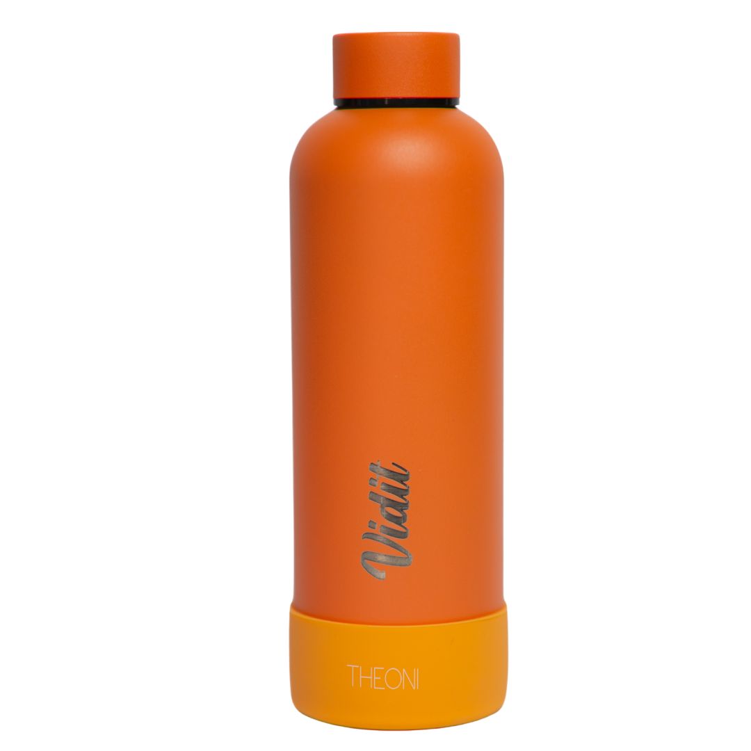 Theoni stainless Steel Double Walled Insulated Thermos Flask / Insulated Water Bottle| 24 Hours Hot & Cold |Leak Proof| Easy to Carry School And Travel Bottle - Zesty Orange (500ml)