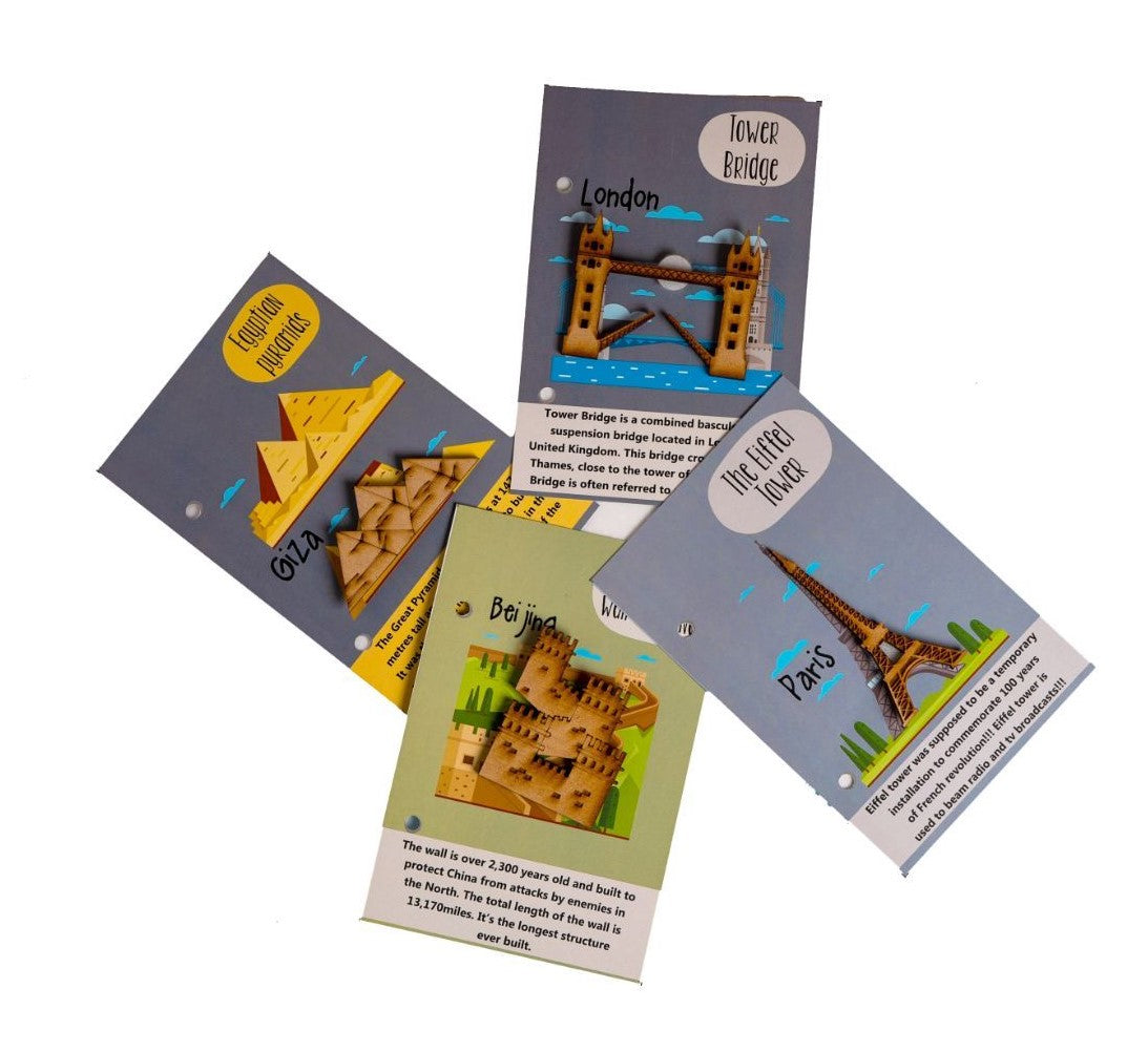 World Monuments Flashcards With Activity / World Monuments Activity Book With Wooden Monuments.