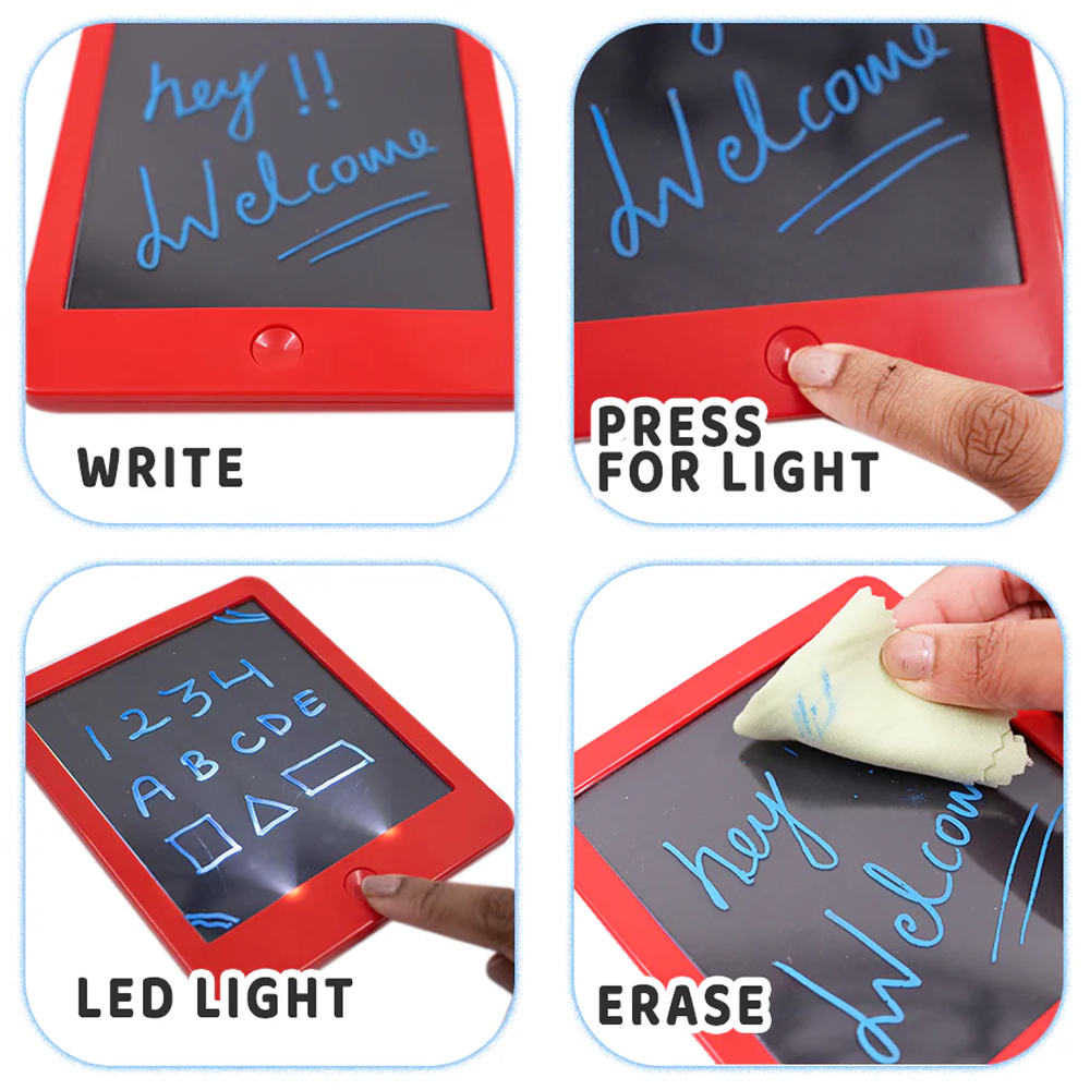 Glimmer Board - Drawing Pad with 2 Light Effects, Reusable Neon Pen & Easy Clean Wipe