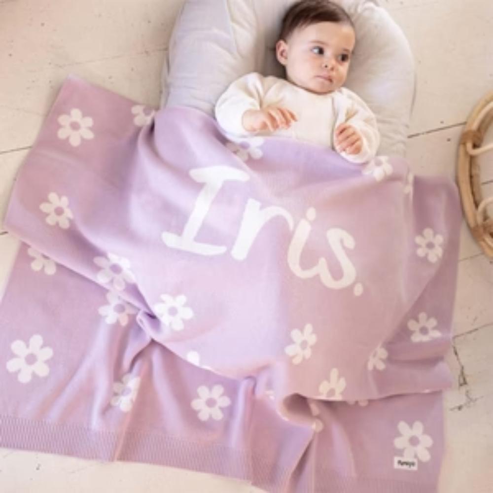 Bloom Name Blanket - Lilac Name: Ivory