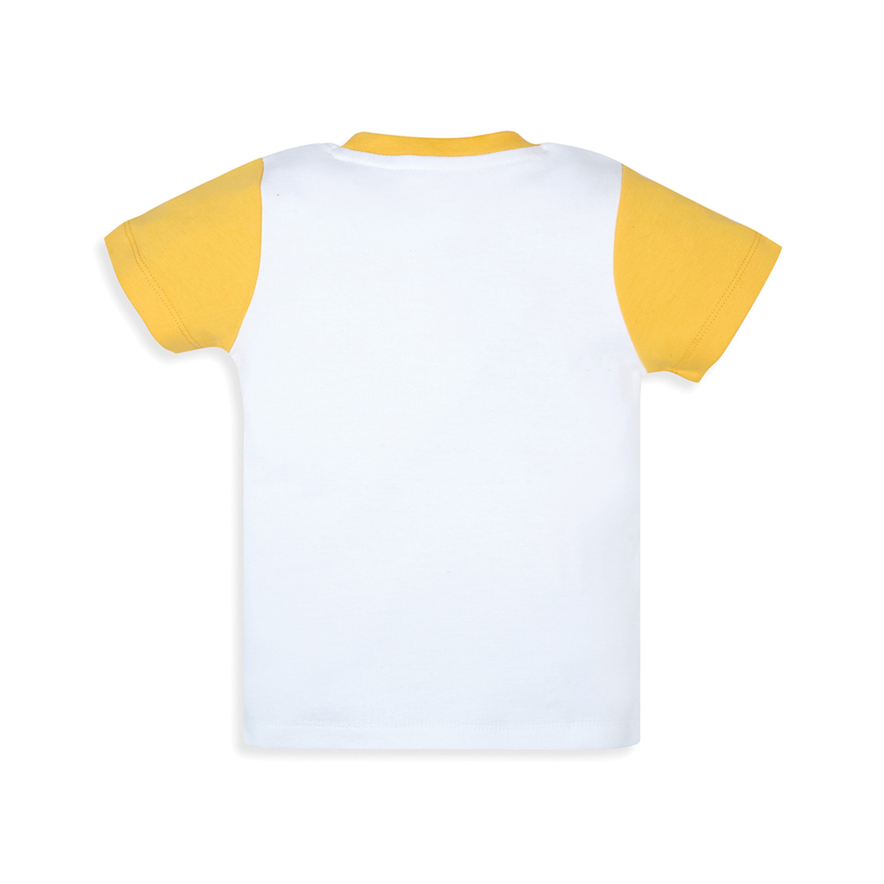 My Milestones Bio-Wash Short Sleeves Color Block Tee & Jogger Set with Barnyard Animal Placement Print - White