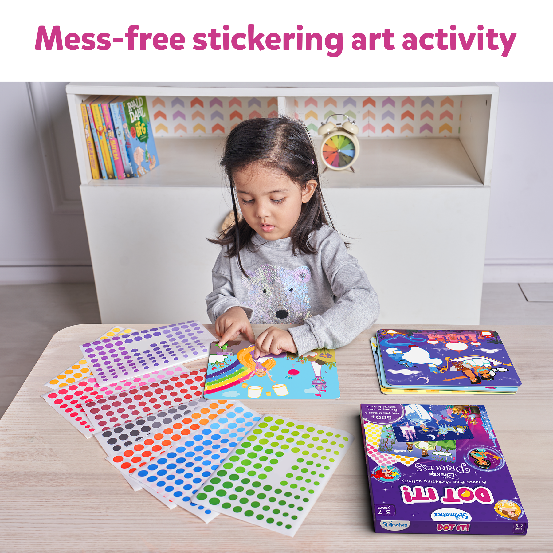 Skillmatics Art Activity - Dot It Disney Princess, No Mess Sticker Art for Kids, Craft Kits, DIY Activity, Gifts for Girls & Boys Ages 3, 4, 5, 6, 7, Travel Toys for Toddlers