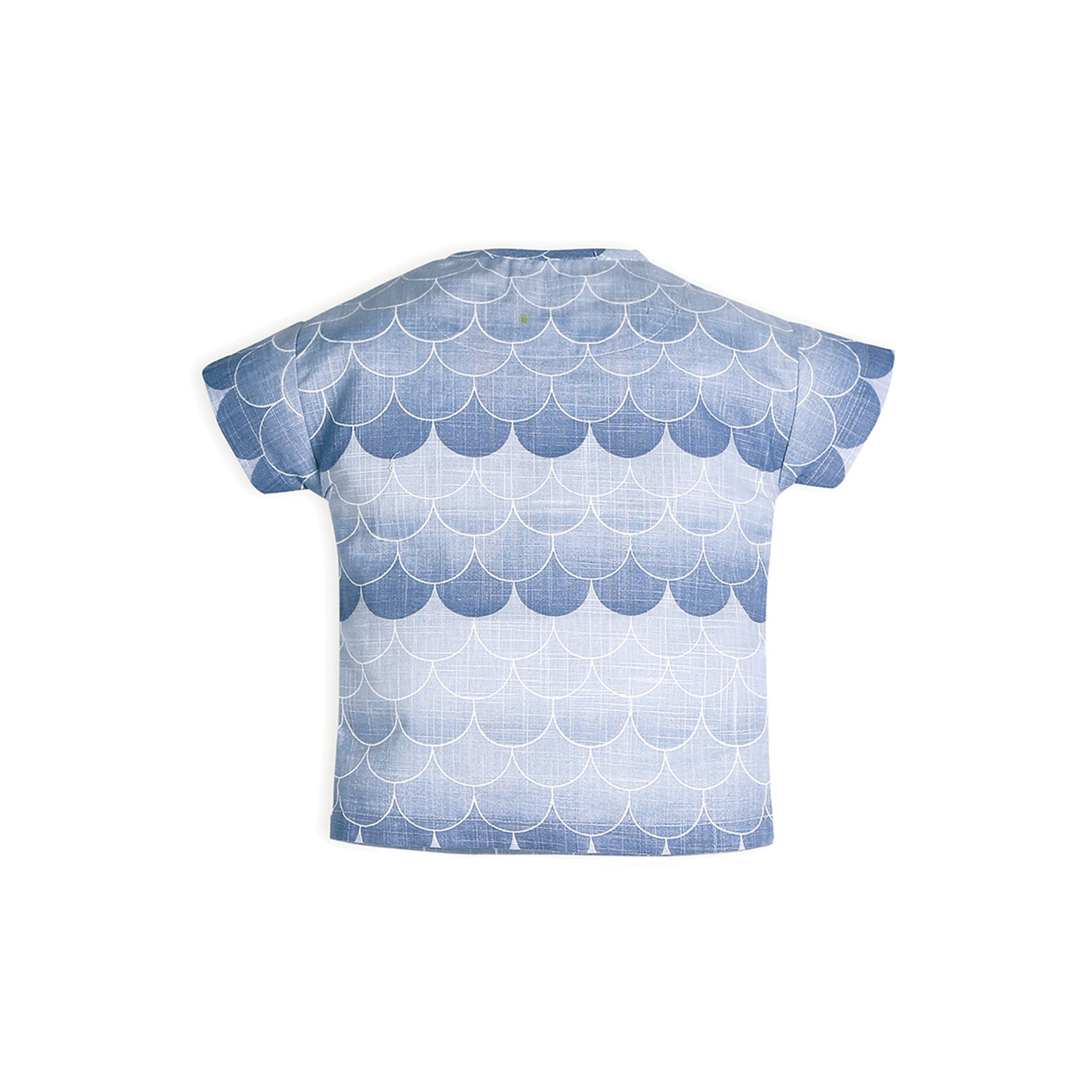 My Milestones 100% Cotton Mason Drop Shoulder Shirt with Double Cloth Shorts - Blue & White
