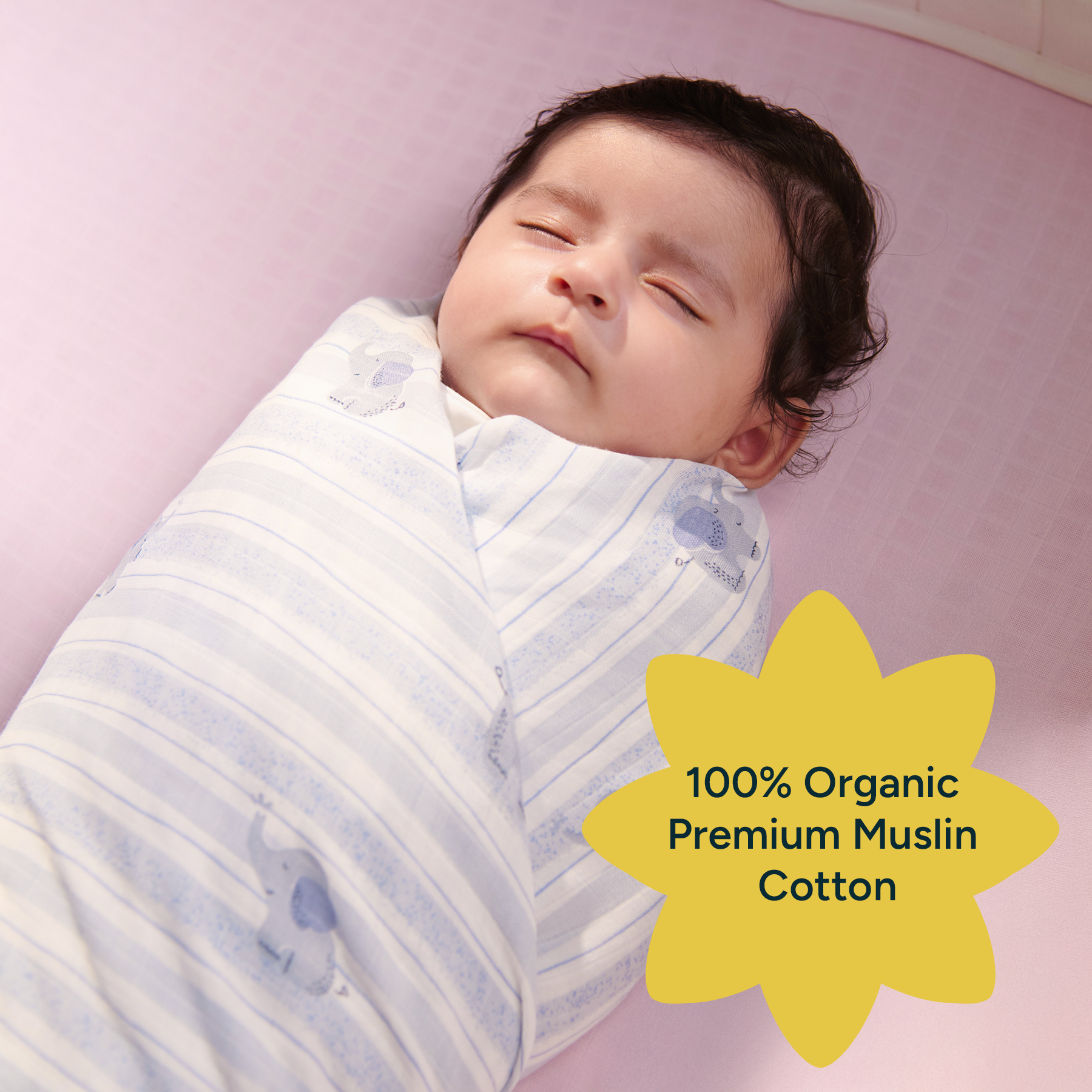 Nintara Baby Swaddle - 100% Organic Premium Muslin Cotton, 39" x 39" (100 cm x 100 cm), Ultra-Soft, Breathable & Lightweight, Multipurpose, Unisex, Hypoallergenic, Gifts for Newborn Babies