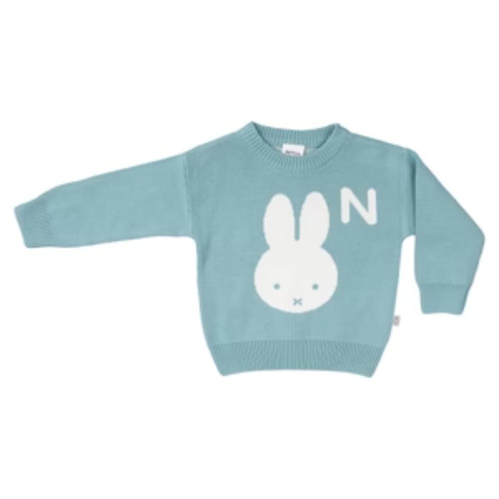 Miffy Letter Jumper - Stone Blue; Letter: Ivory