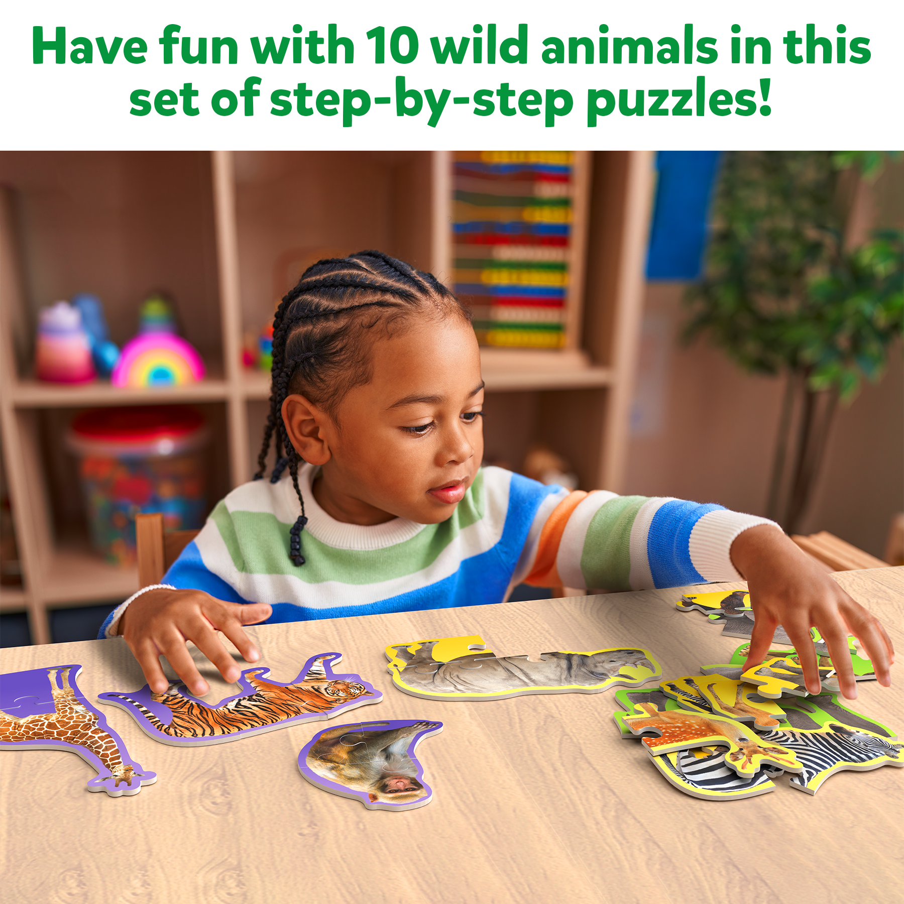 Skillmatics Step By Step Puzzle - 40 Piece Wild Animal Jigsaw Puzzle, Educational Toddler Toy, Stage-Based Learning, Gifts For Kids Ages 2 To 5