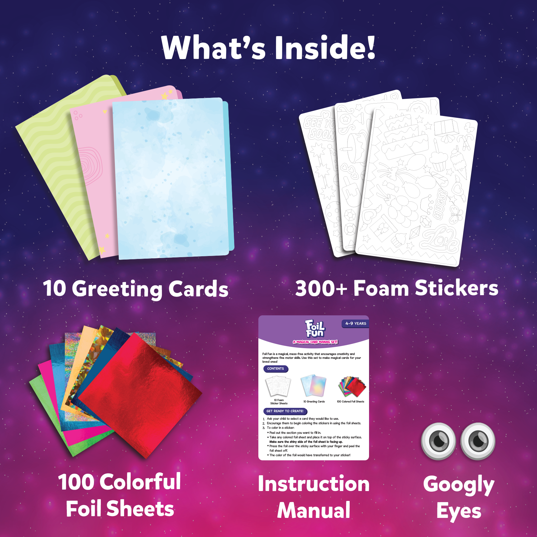 Skillmatics Art & Craft Activity - Foil Fun Card Making Set, No Mess Art for Kids, Craft Kits & Supplies, DIY Creative Activity, Gifts for Girls & Boys Ages 4, 5, 6, 7, 8, 9, Travel Toys