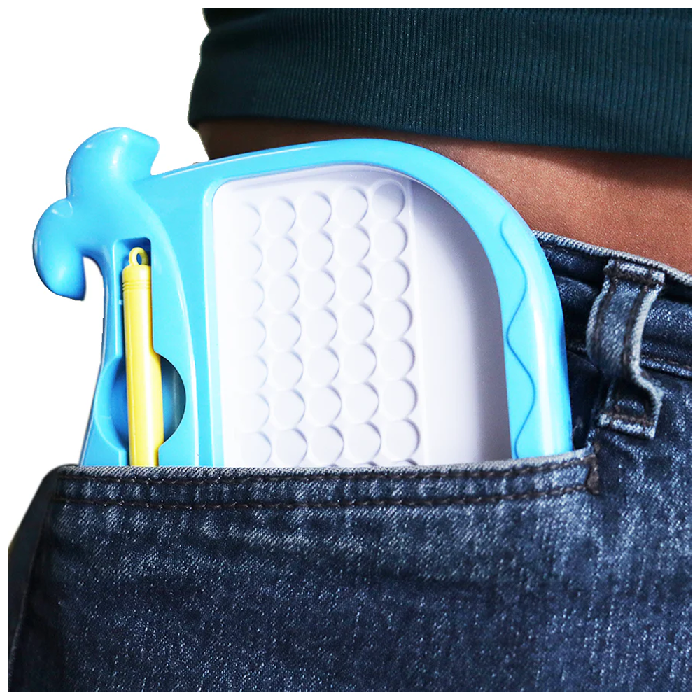 Scoo Tiny - Whale Shaped Magnetic Board with 45 Colorful Beads, 10 Pattern Sheets & a Stylus