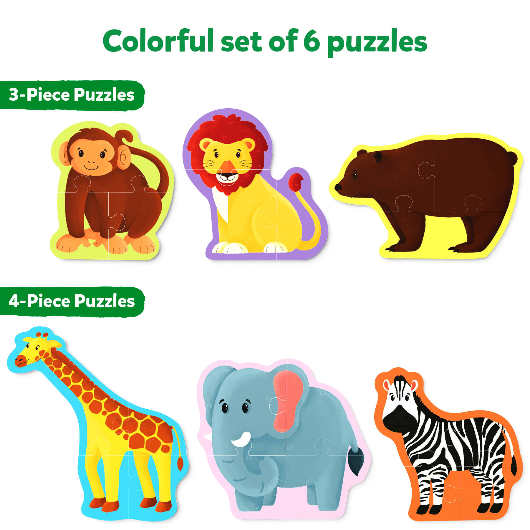 Skillmatics My First Puzzle Set - 21 Piece Wild Animal Jigsaw Puzzles, Educational Toddler Toy, Gifts For Kids Ages 3 To 6