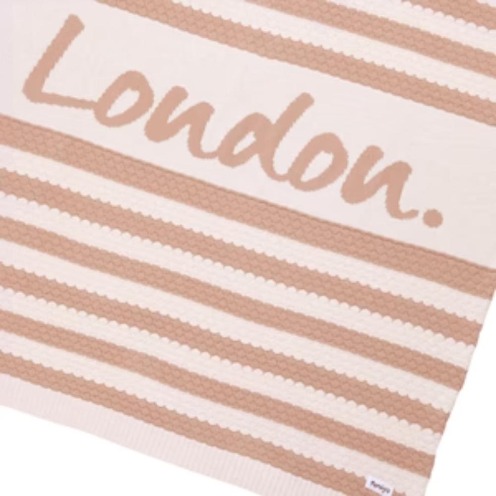 Bubble Stripe Name Blanket - Oatmeal; Name: Almond Stripe: Almond