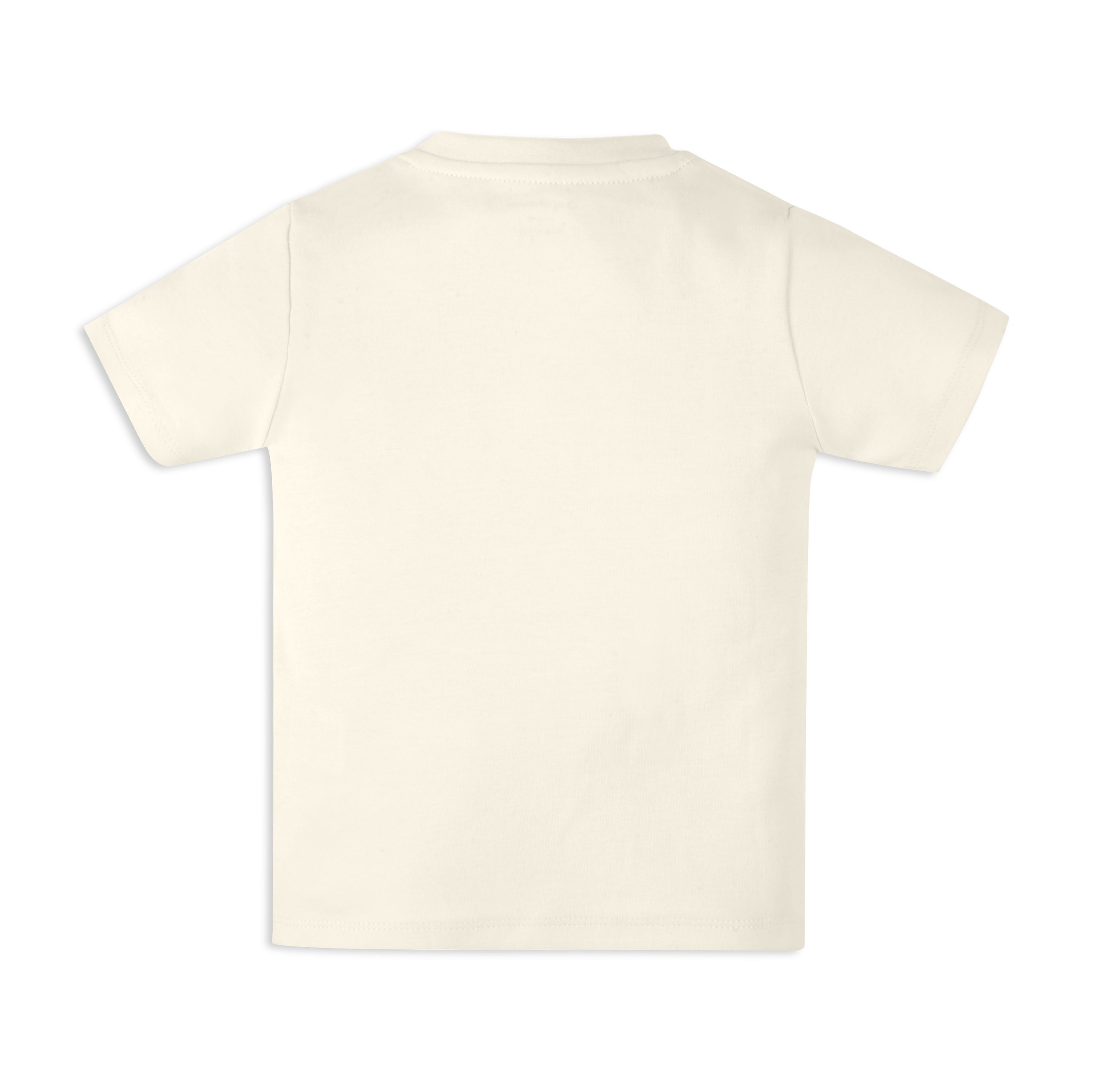 Puff Print Baby Boy Round Neck Tee with Shorts - Ecru
