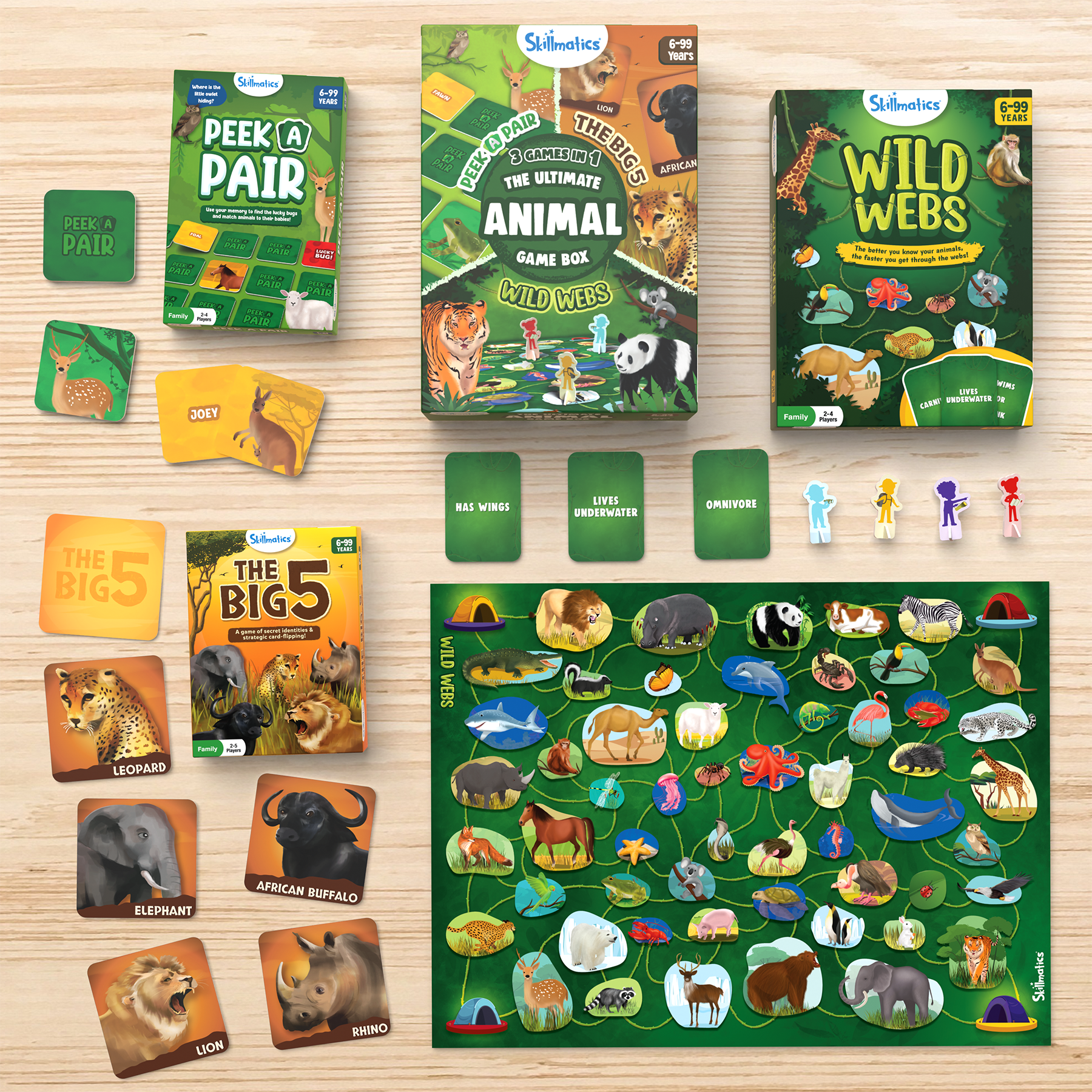 Skillmatics Ultimate Animal Game Box - 3 Games in 1, Family Friendly Games for Ages 6 and Up