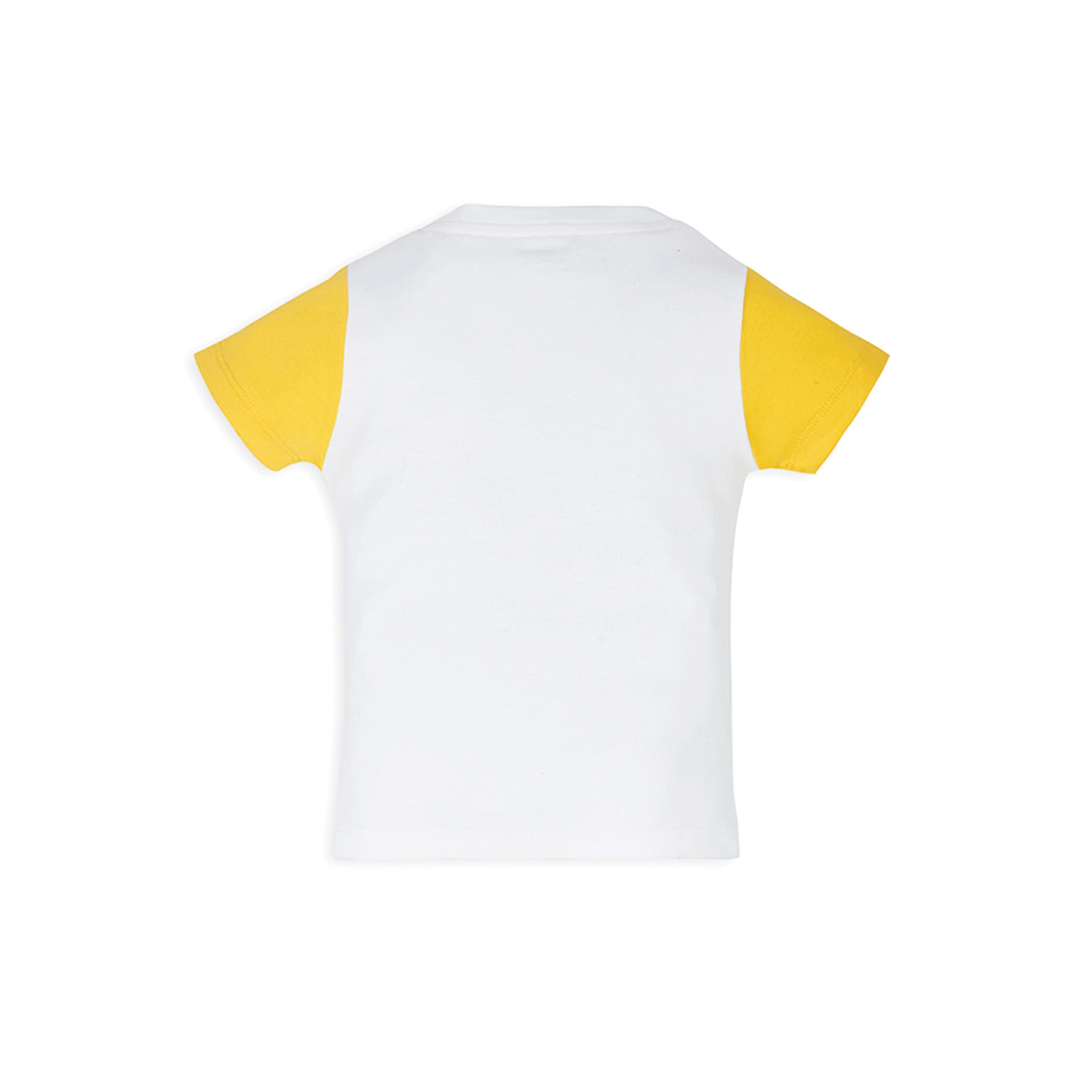 My Milestones Bio-Wash 100% Cotton Short Sleeves Farm Embroidered Applique Tee and Shorts with Pockets - White & Yellow