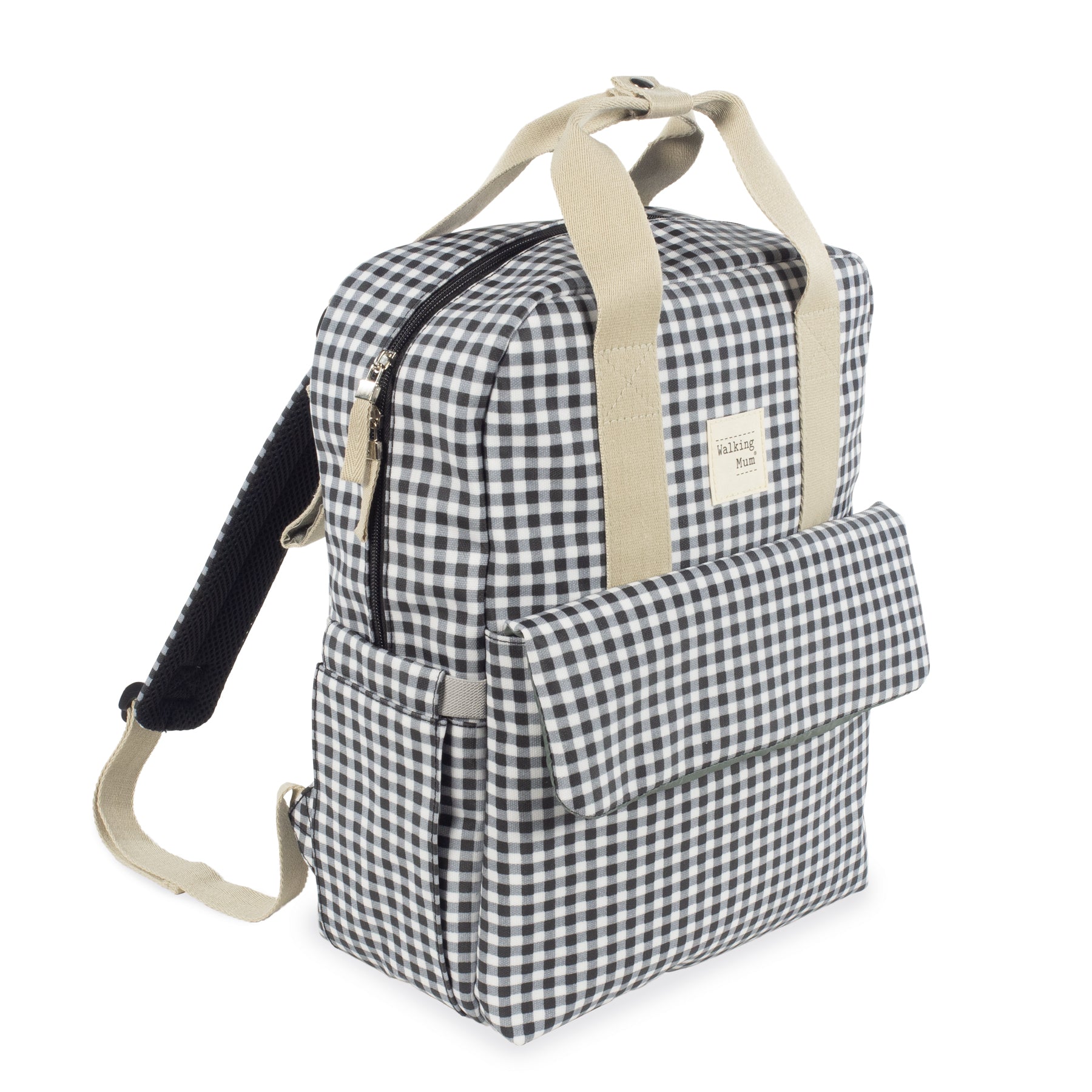 Walking Mum I Love Vichy Black Backpack Diaper Changing Bag