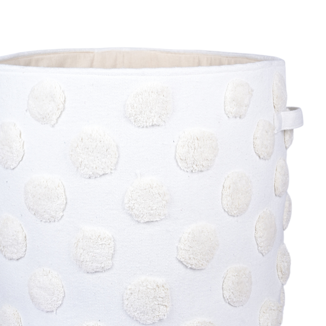 PomPom Extra-Large Round Beige Toy Storage Basket