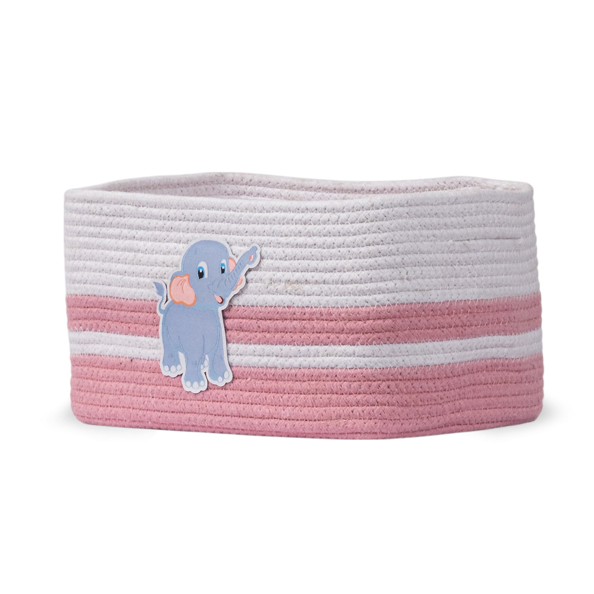 Cotton Rope Animal Kingdom Rectangular Pink Toy Storage Basket