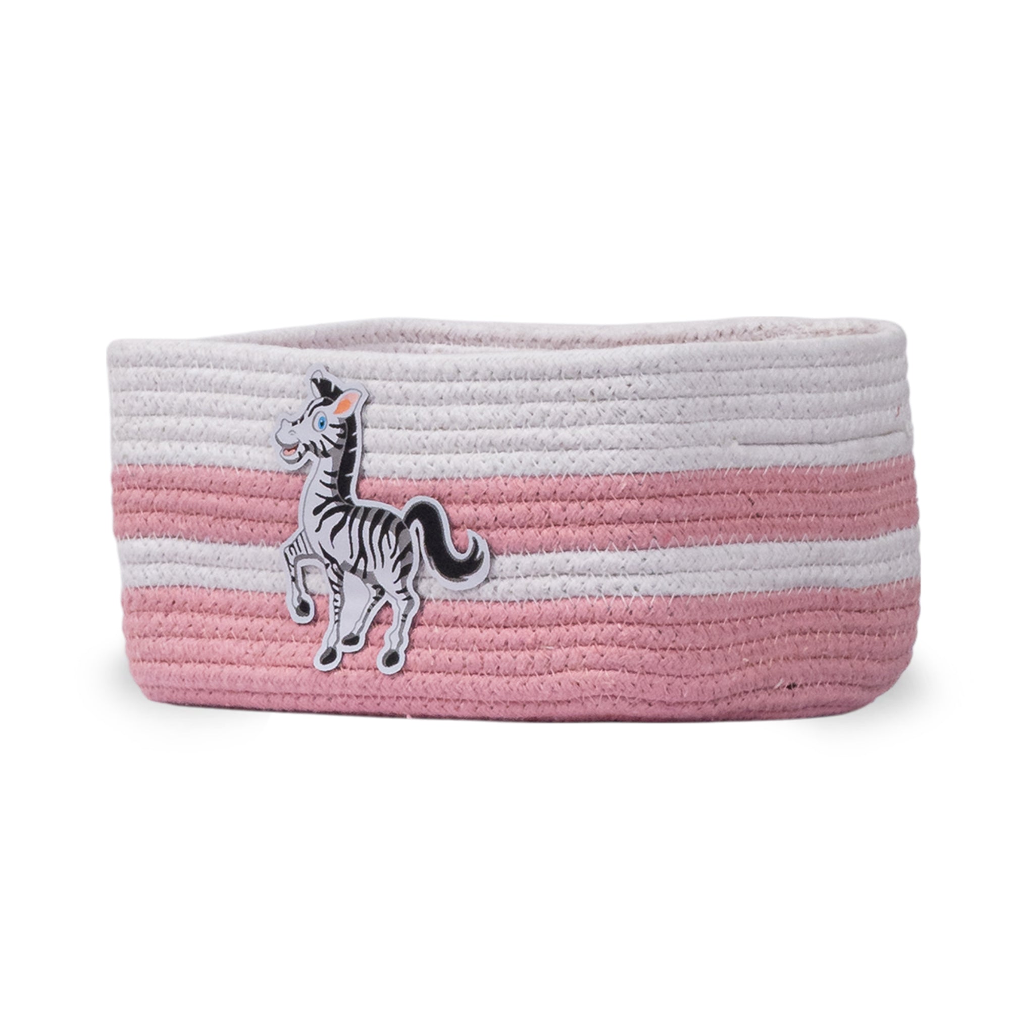 Cotton Rope Animal Kingdom Rectangular Pink Toy Storage Basket