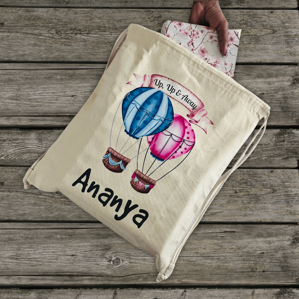 Hot Air Balloons Drawstring Bag (Canvas)