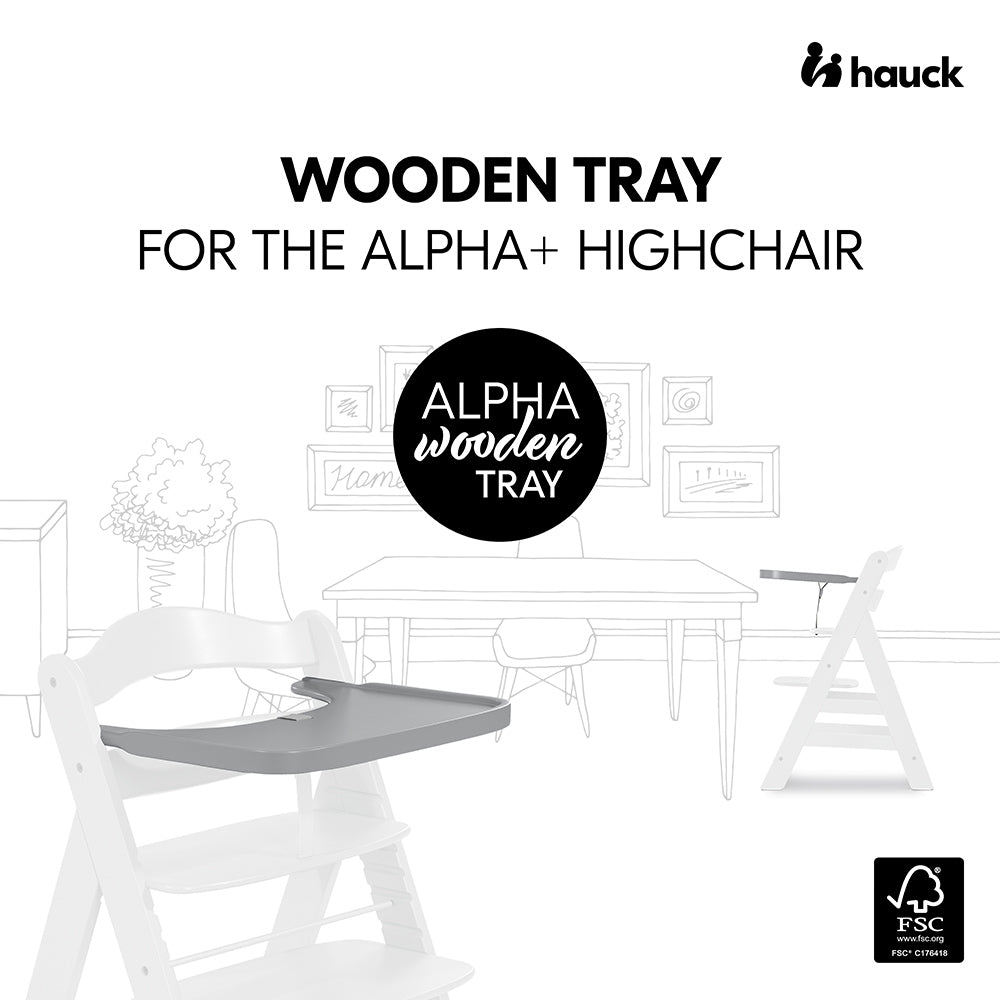 Alpha Wooden Tray - Grey