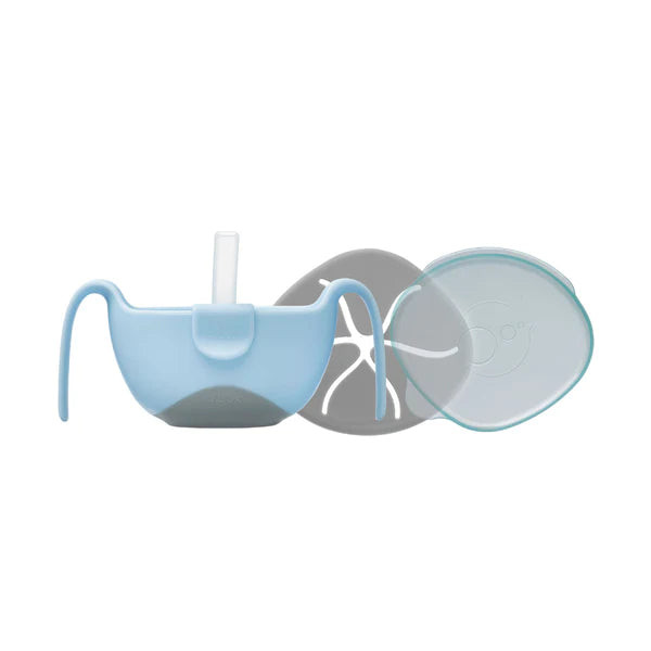 B.Box Bowl + Straw set  Bubblegum Light Blue