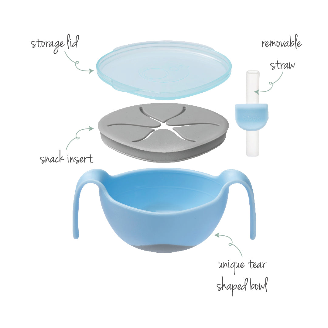 B.Box Bowl + Straw set  Bubblegum Light Blue
