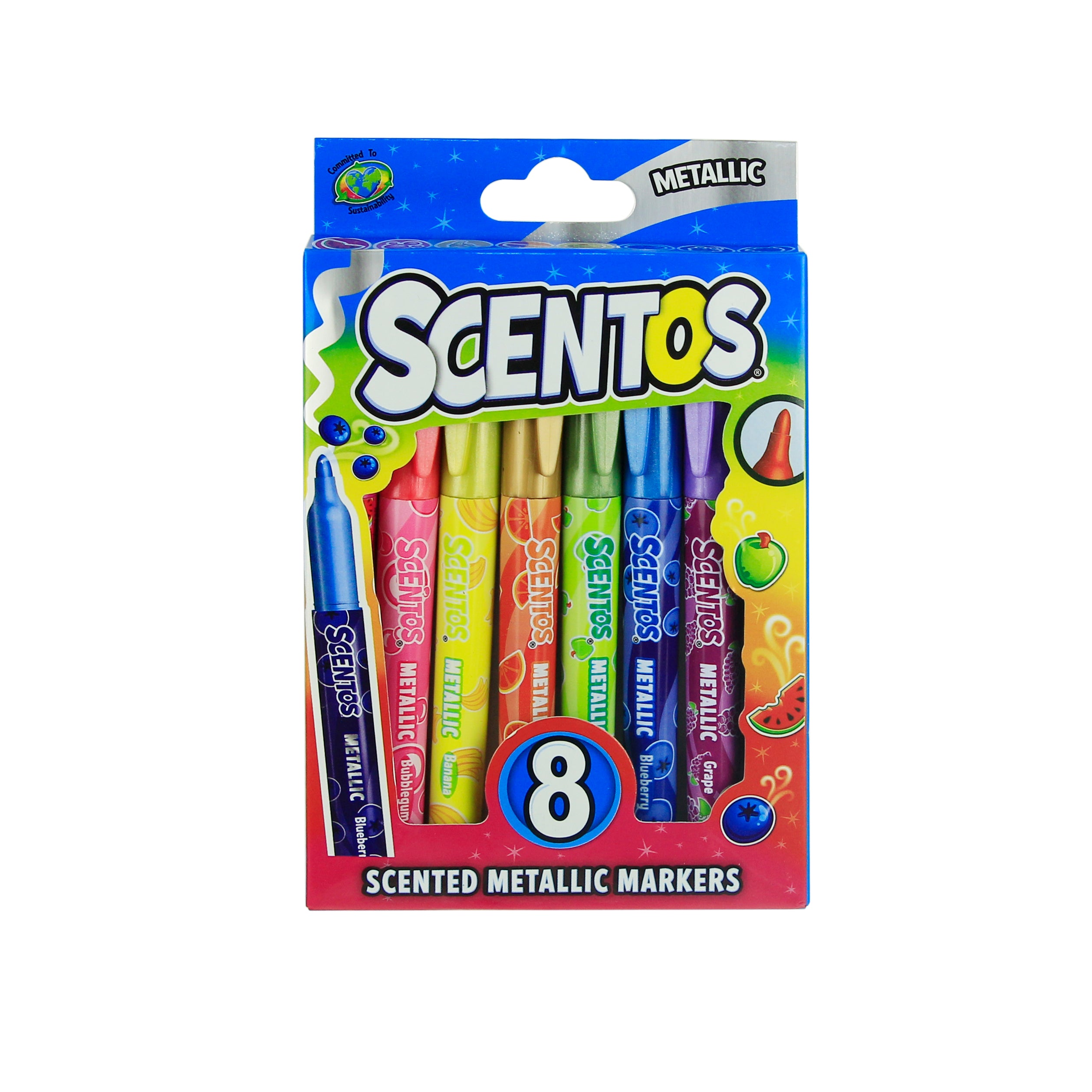 Scentos Scented Metallic Markers, Pack Of 8