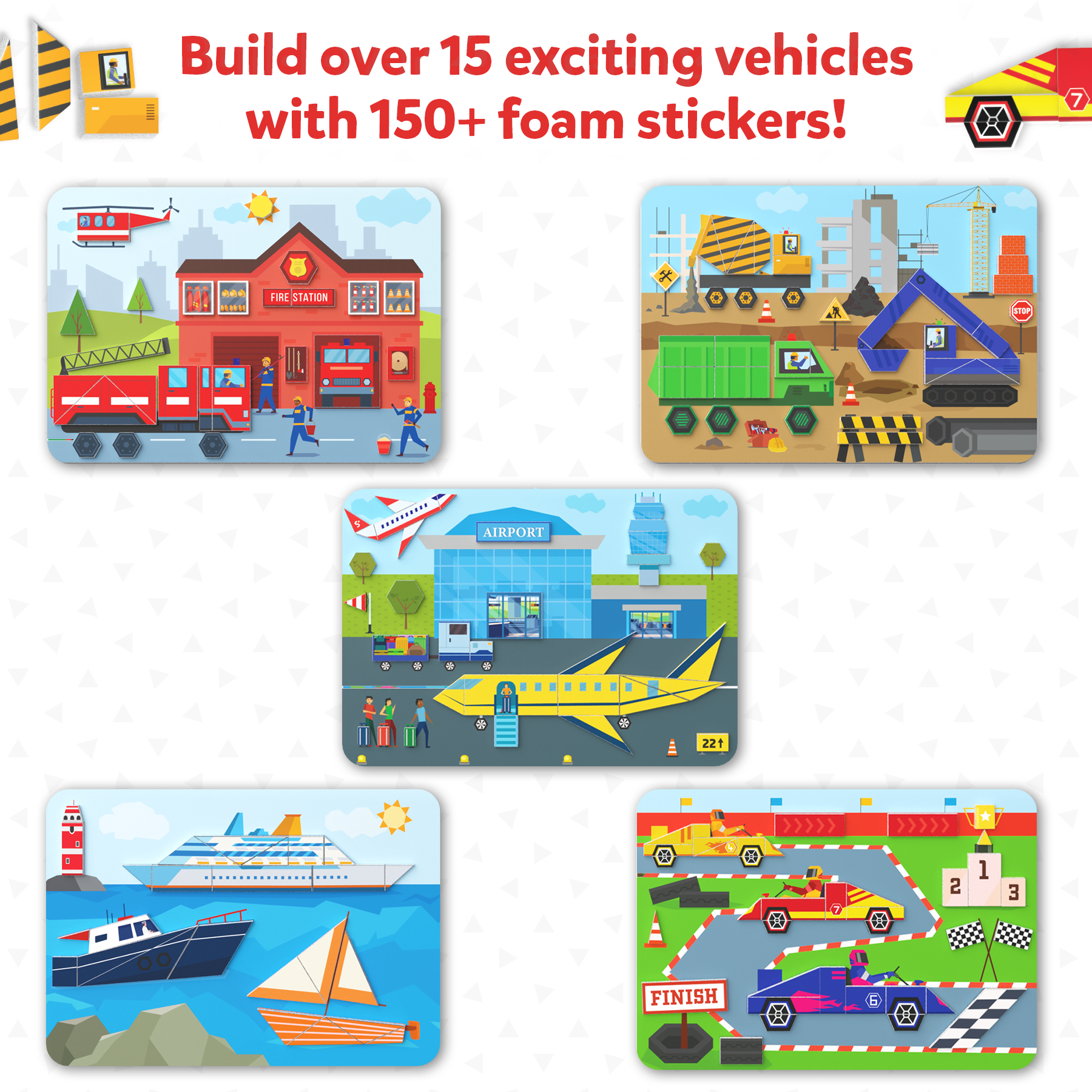 Skillmatics Art & Craft Activity - Tangram Twist, Vehicles, STEAM Toy, Craft Kits, Puzzles, DIY Activity, No Mess Sticker Art, Educational for Boys & Girls, Gifts for Ages 4, 5, 6, 7
