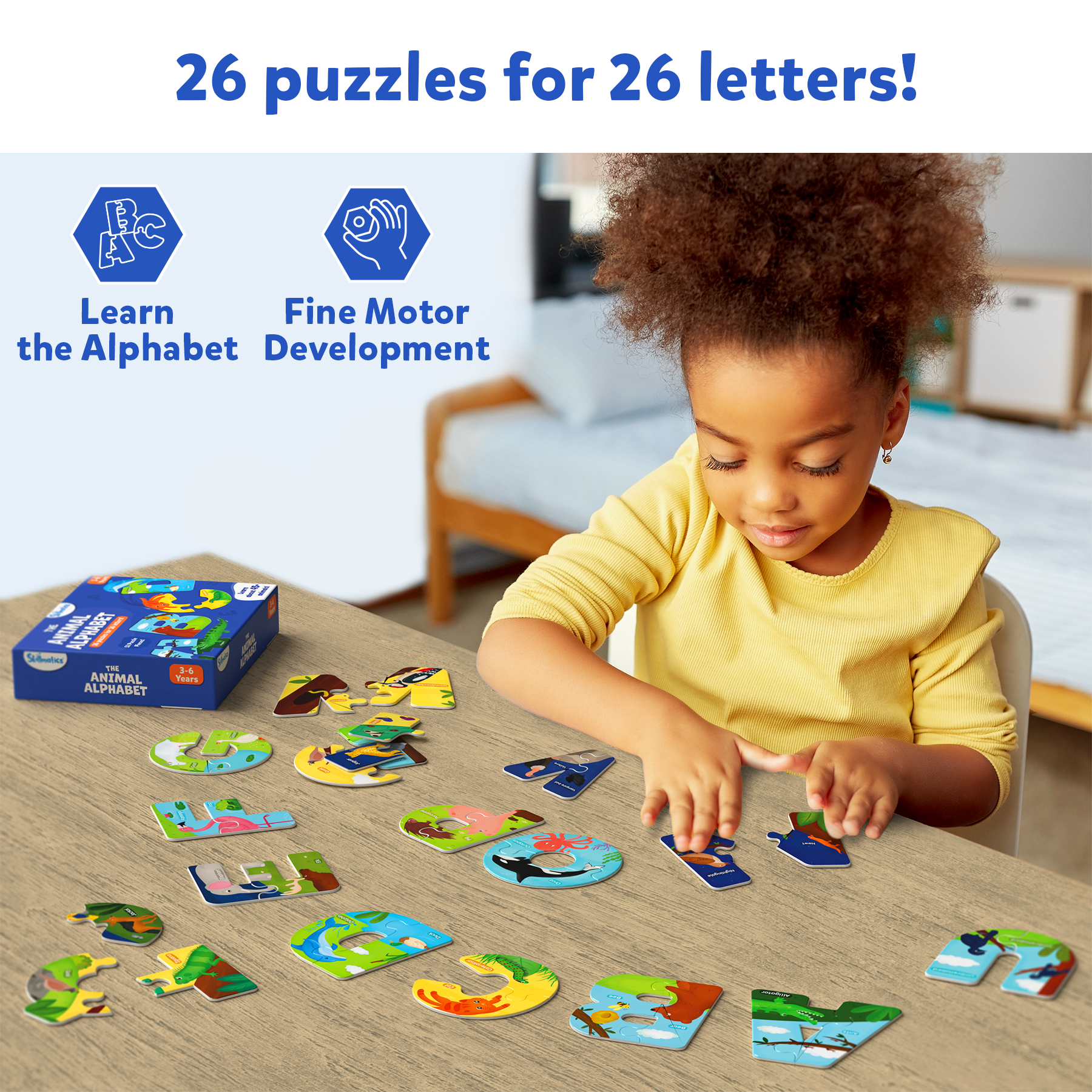 Skillmatics Puzzle : The Animal Alphabet | Fun & Educational 52 Piece Jigsaw Puzzle | Gifts for Ages 3 to 6